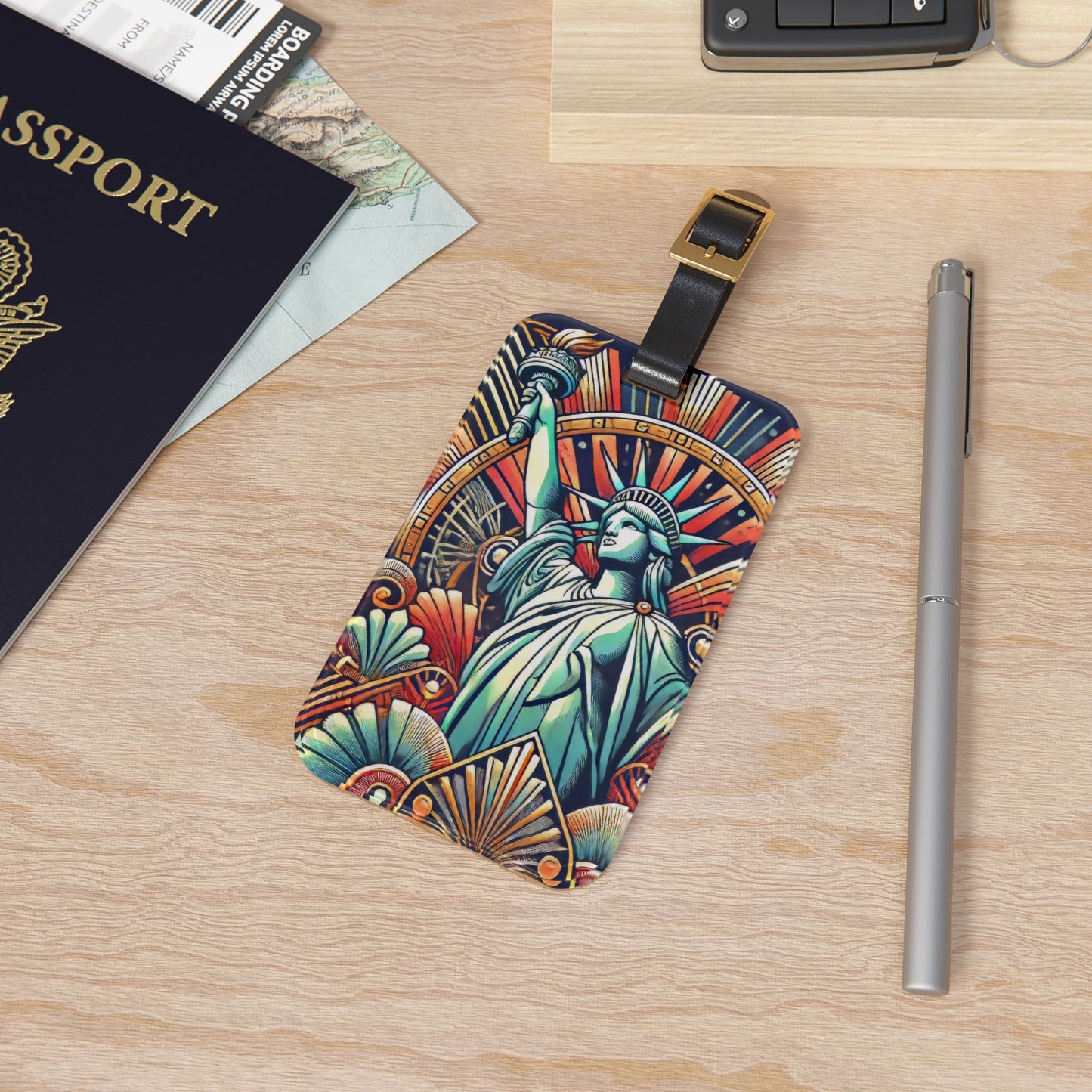 Art Deco Statue of Liberty New York Luggage Tag