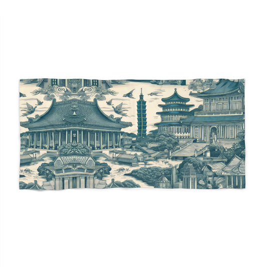 Taipei Taiwan in Toile de Jouy Beach Towel