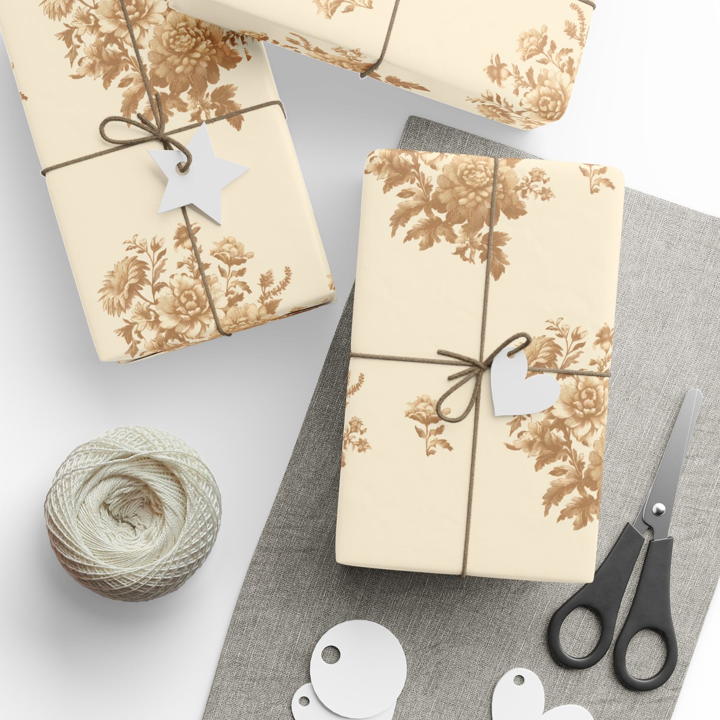 Bouquet Toile de Jouy in Brown Wrapping Paper 30"x 72"