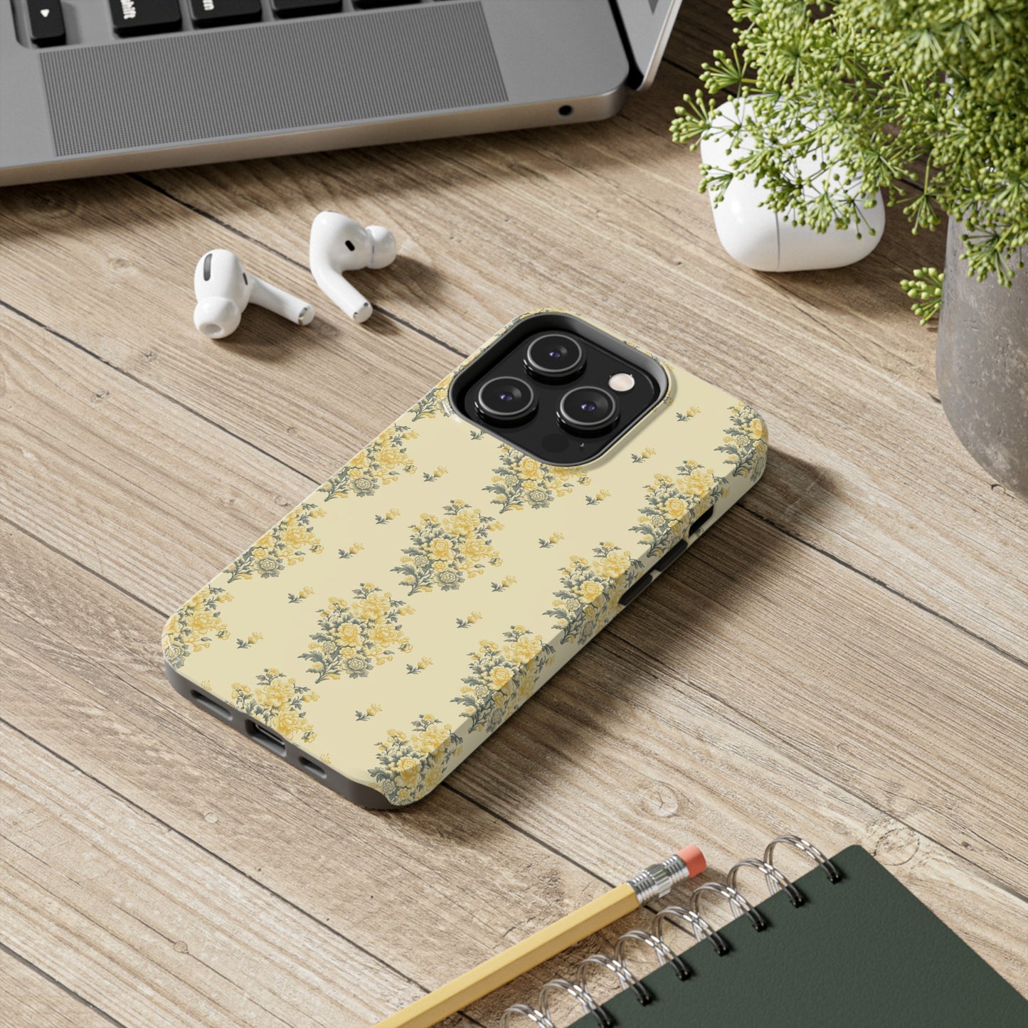 Bouquet Toile de Jouy in Yellow - Samsung and iPhone Tough Phone Case