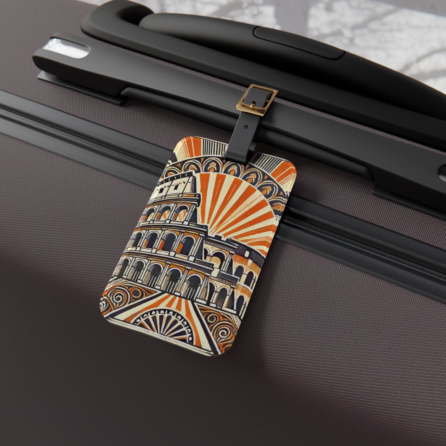 Art Deco Roman Colosseum Luggage Tag