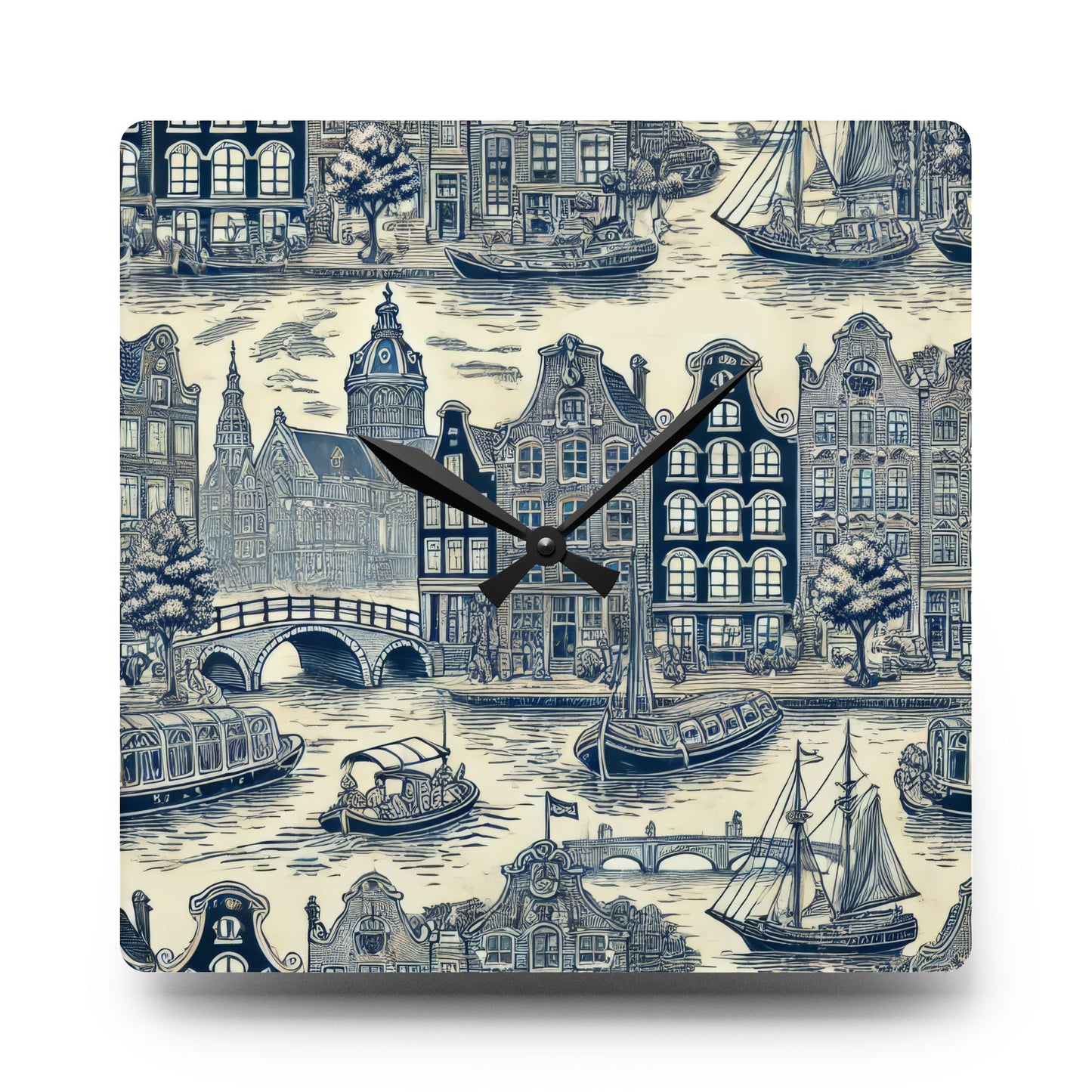 Amsterdam in Toile de Jouy Acrylic Wall Clock