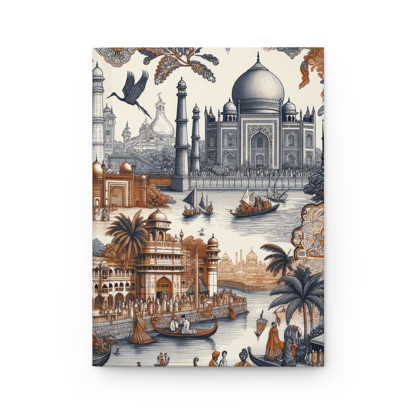 Mumbai and Taj Mahal India in Toile de Jouy - Hardcover Journal Notebook Matte #mumbai #india