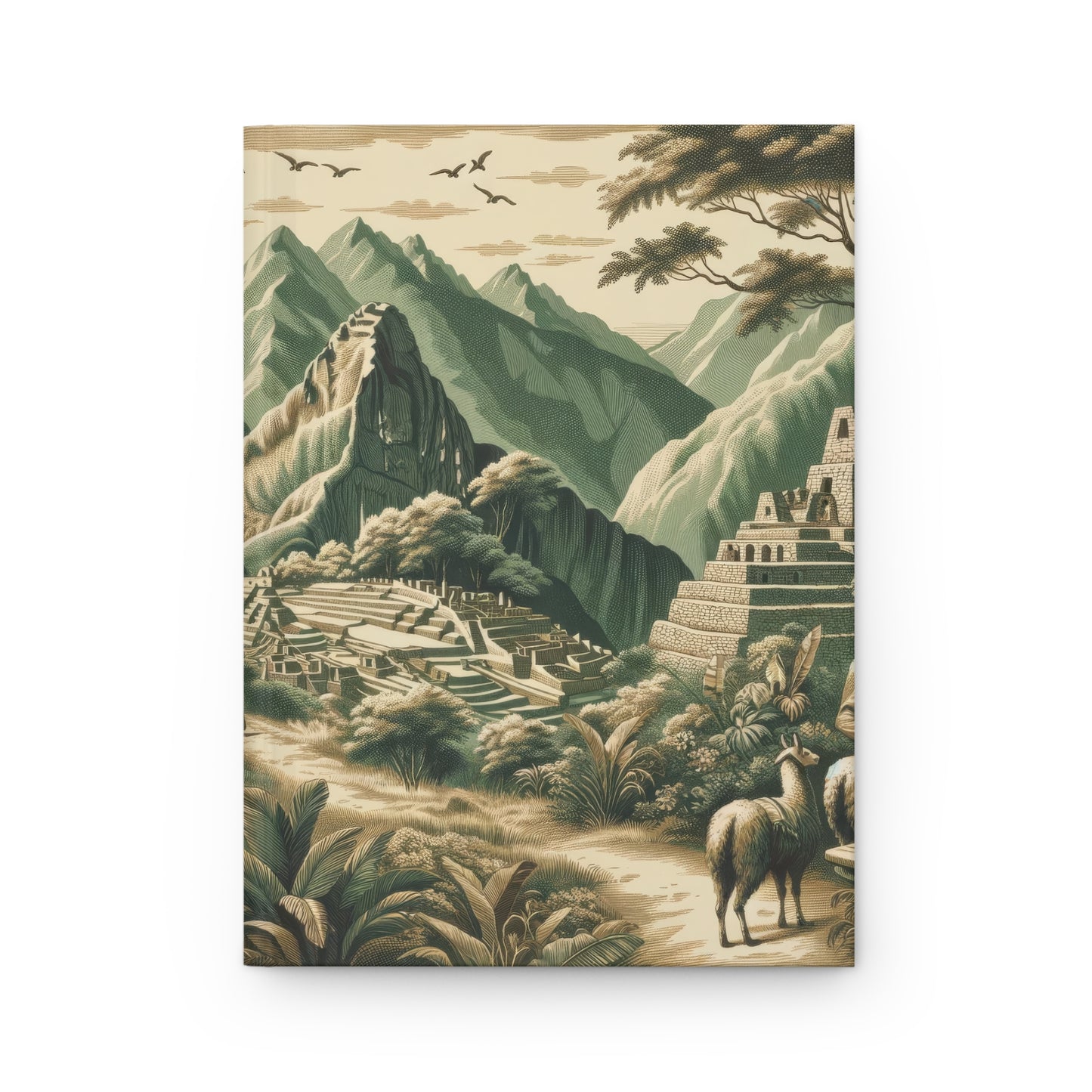 Machu Picchu Peru in Toile de Jouy - Hardcover Journal Notebook Matte