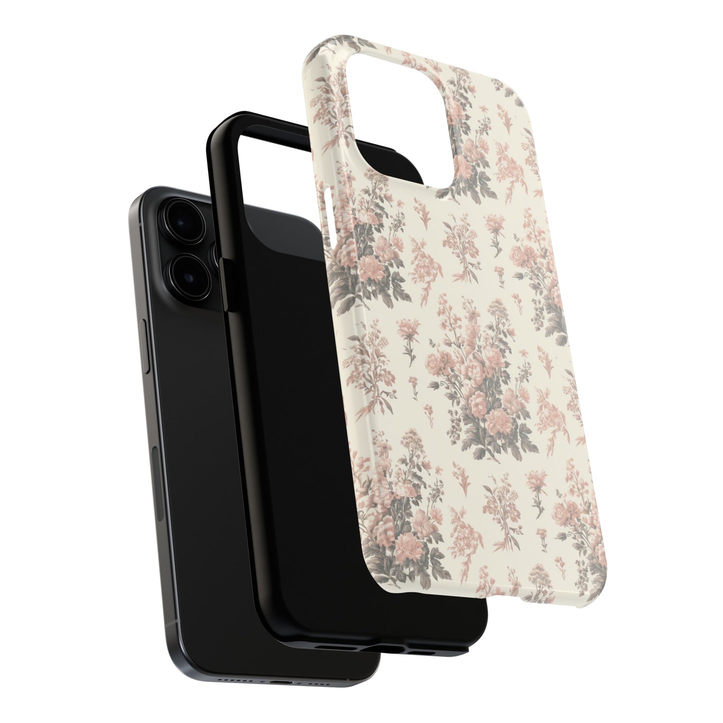 Bouquet Toile de Jouy in Pink and Grey - Samsung and iPhone Tough Phone Case