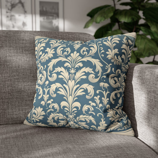 Damask in Cerulean Spun Polyester Square Pillowcase Only