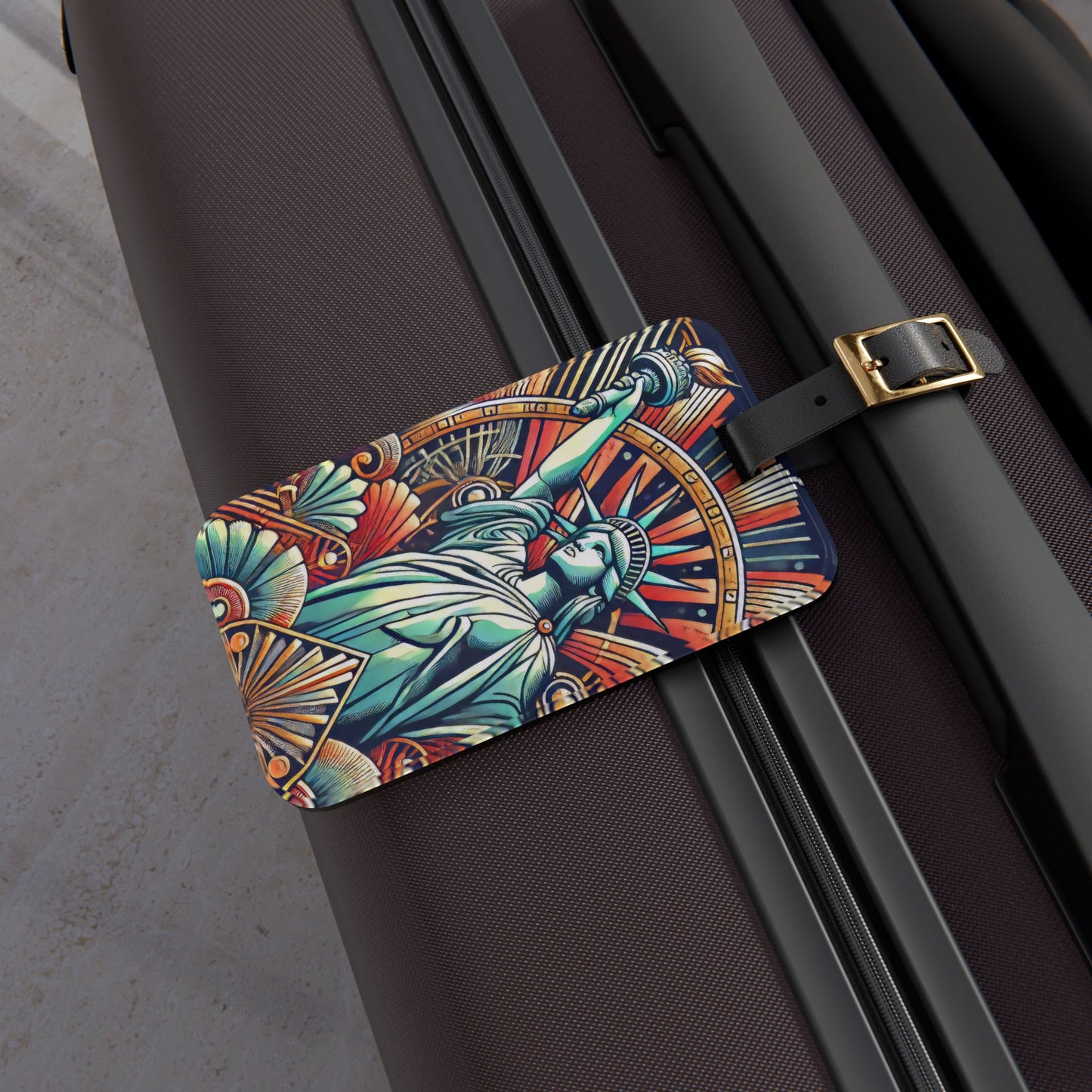 Art Deco Statue of Liberty New York Luggage Tag