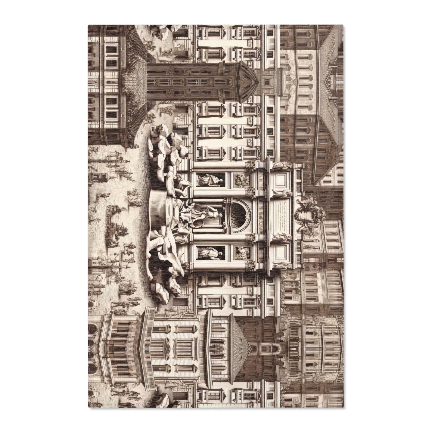 Trevi Fountain Rome Italy - Toile de Jouy - Area Rug - Sink Mat - Welcome Mat - 24x36 inches