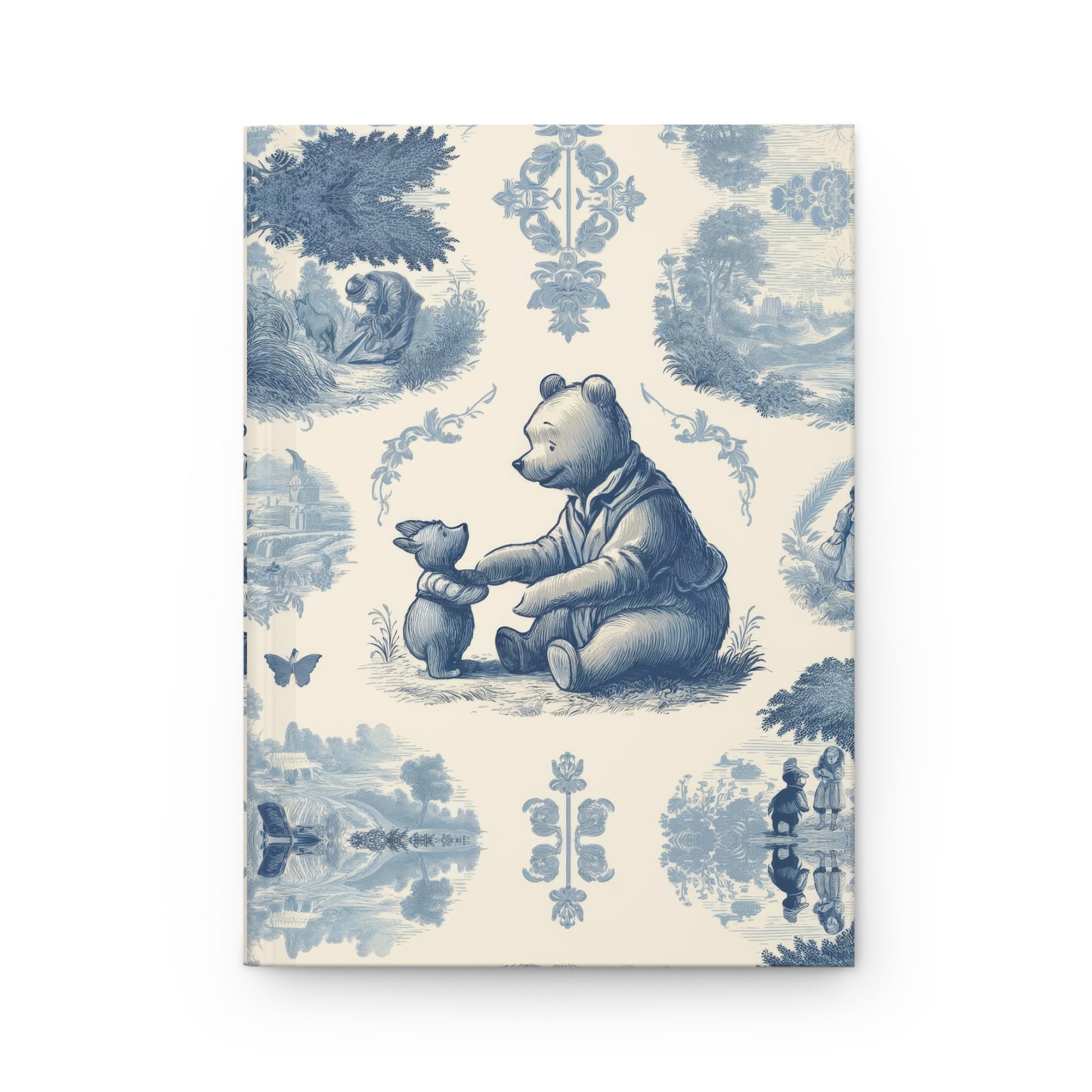 Winnie the Pooh and Roo in Toile de Jouy - Hardcover Journal Notebook Matte