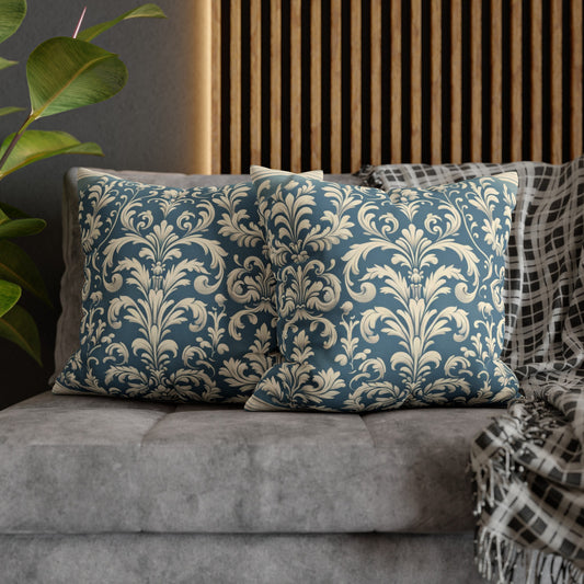 Damask in Cerulean Spun Polyester Square Pillow (Pillow and Pillowcase)