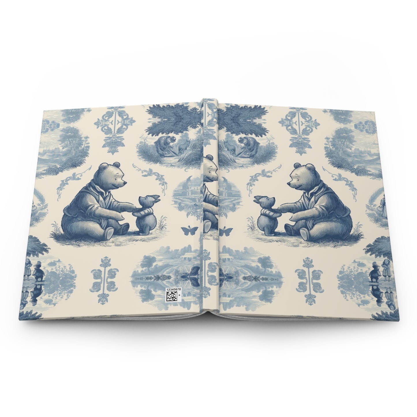 Winnie the Pooh and Roo in Toile de Jouy - Hardcover Journal Notebook Matte