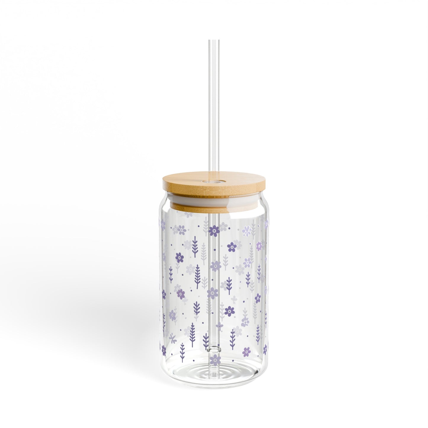 Floral Polka Dots in Lavender Sipper Glass, 16oz