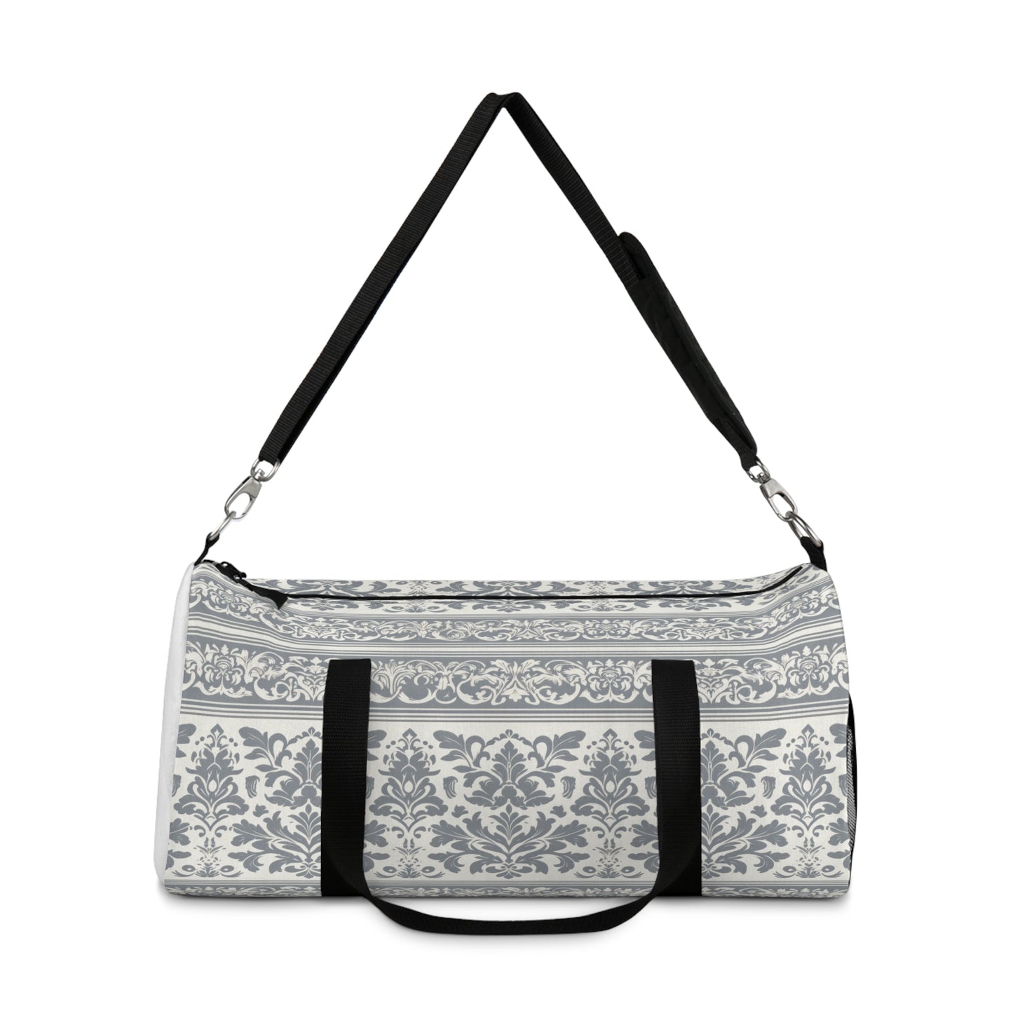 Damask in Grey Duffel Workout Bag