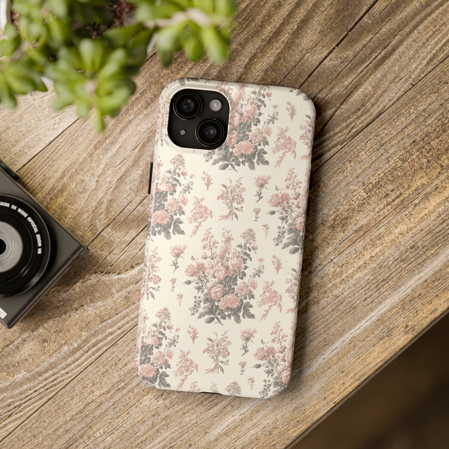 Bouquet Toile de Jouy in Pink and Grey - Samsung and iPhone Tough Phone Case