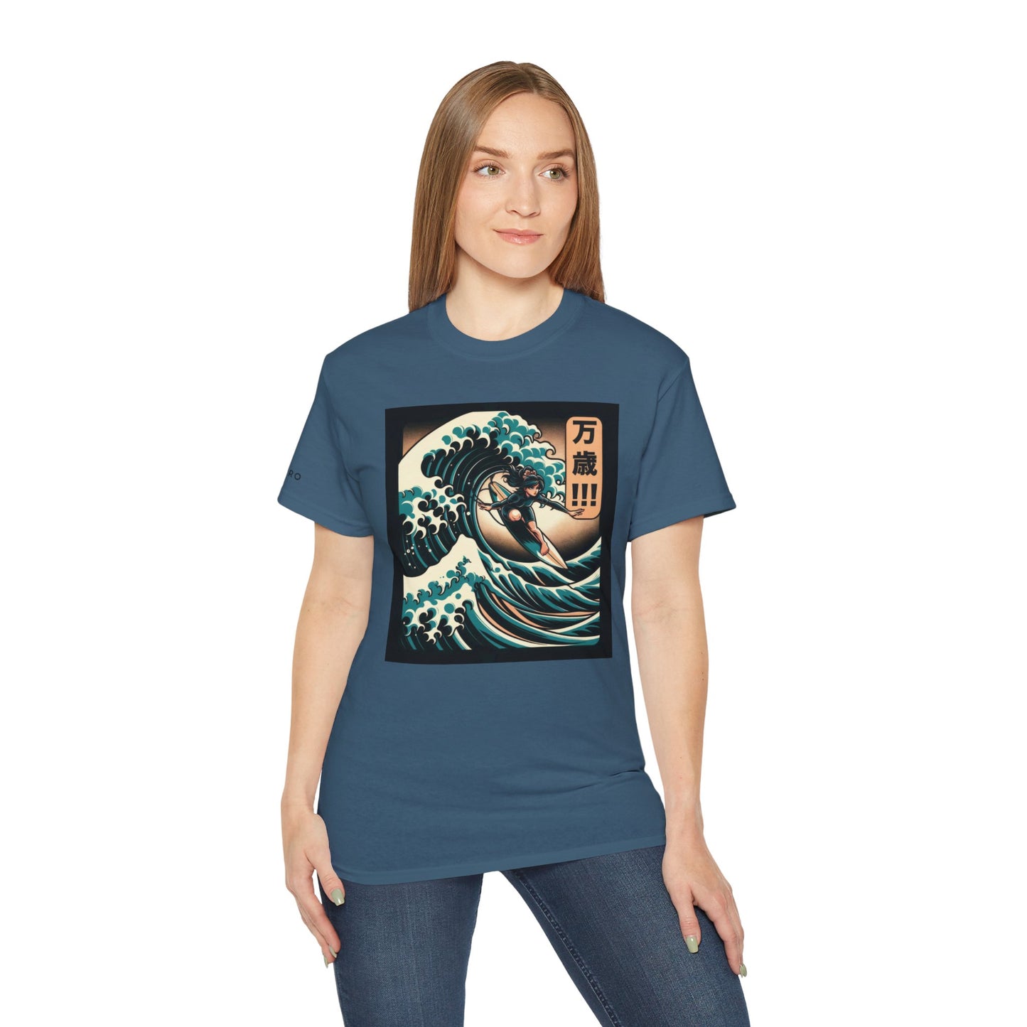 Hokusai Great Wave Woman Surfer Graphic Tee Shirt