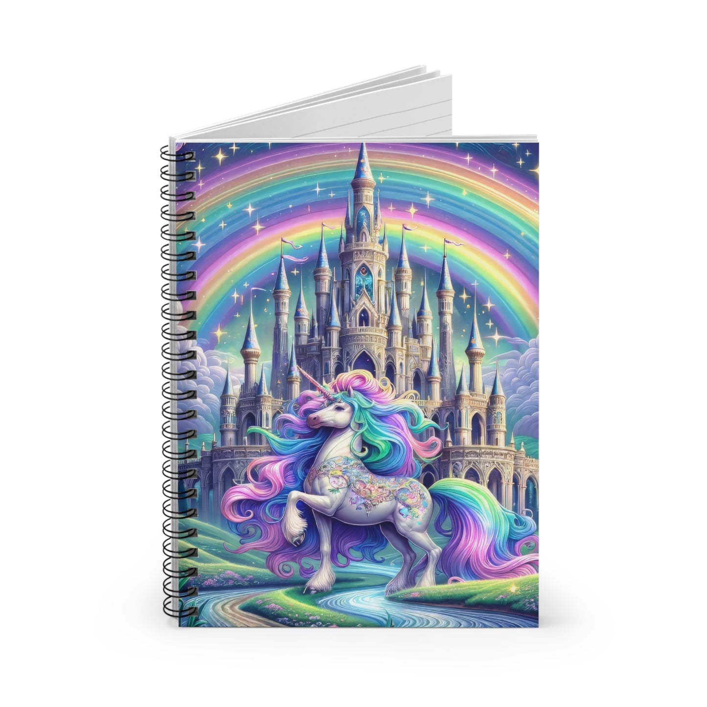 Unicorn and Rainbow Castle Spiral Notebook - Ruled Line