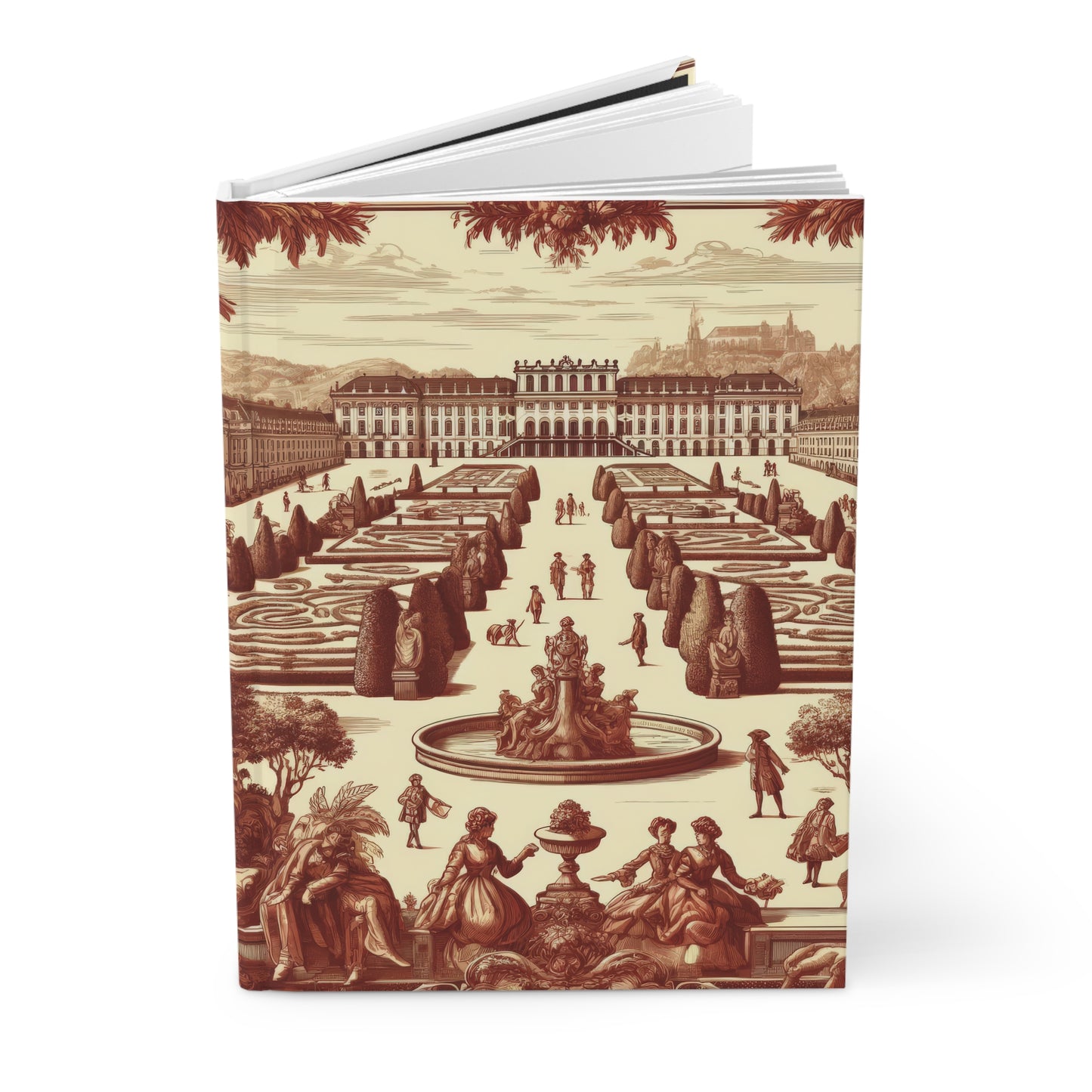 Vienna Austria - Schönbrunn Gardens in Toile de Jouy - Hardcover Journal Notebook Matte #vienna #austria