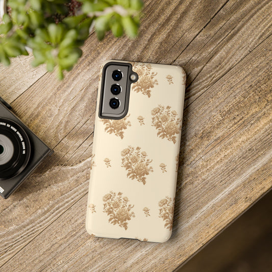 Bouquet Toile de Jouy in Light Brown - Samsung and iPhone Tough Phone Case