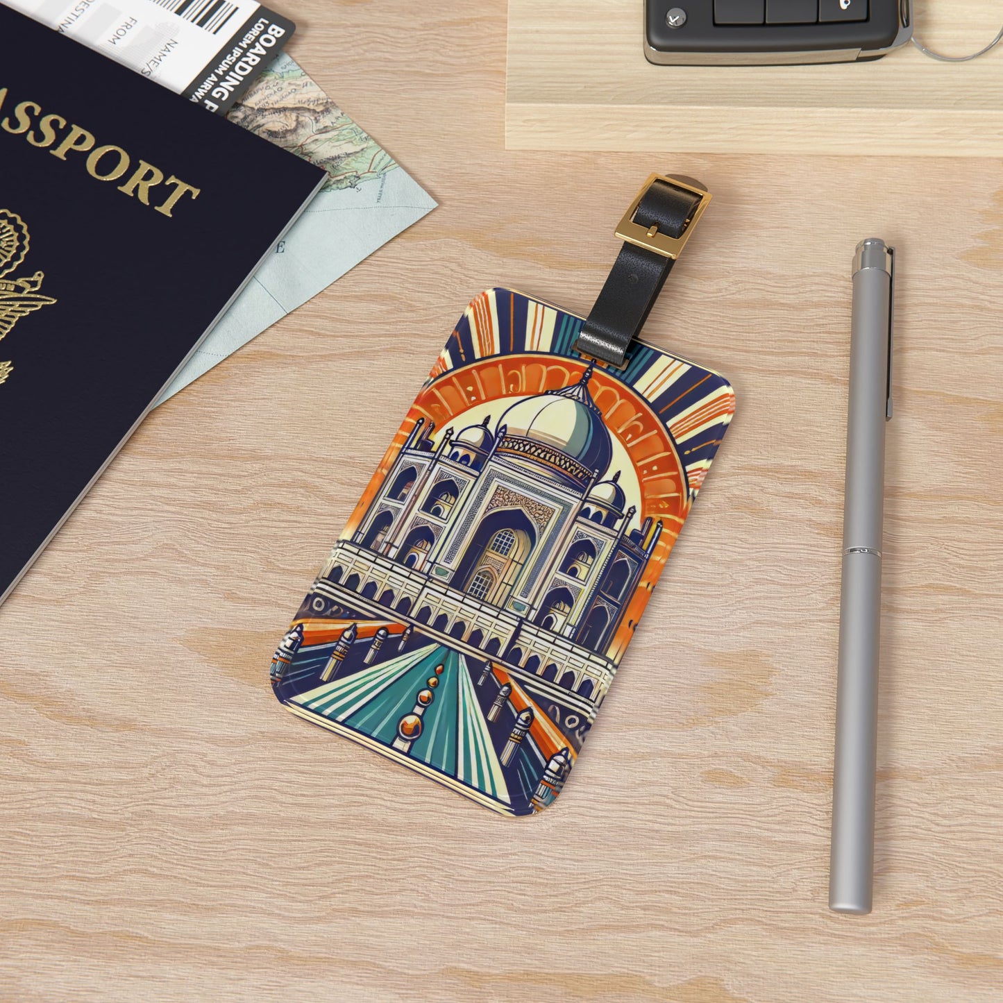 Art Deco Taj Mahal India Luggage Tag