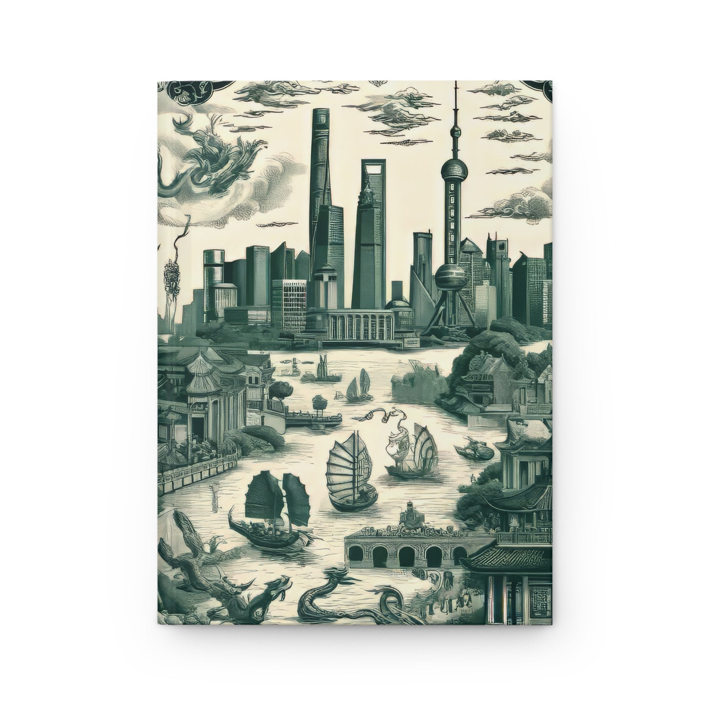 Shanghai - China in Toile de Jouy - Hardcover Journal Notebook Matte #shanghai #china