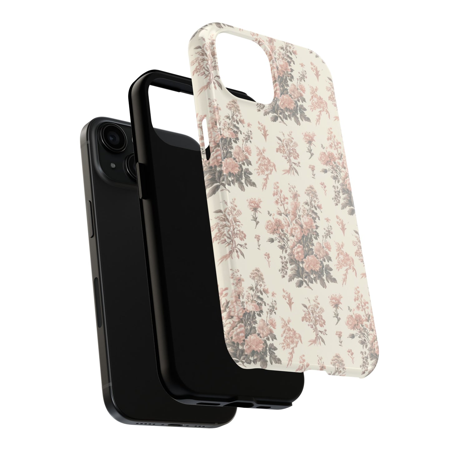 Bouquet Toile de Jouy in Pink and Grey - Samsung and iPhone Tough Phone Case