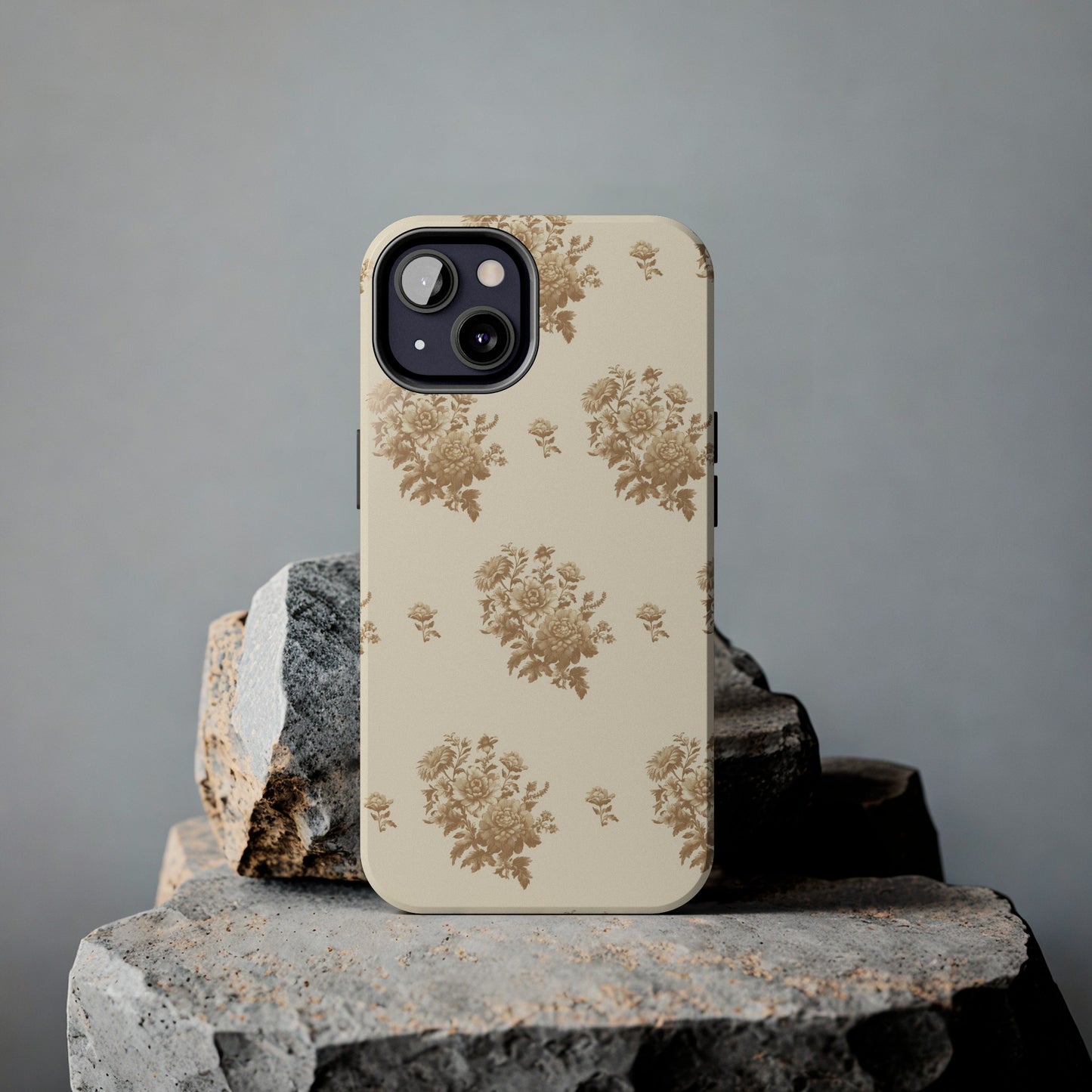 Bouquet Toile de Jouy in Light Brown - Samsung and iPhone Tough Phone Case