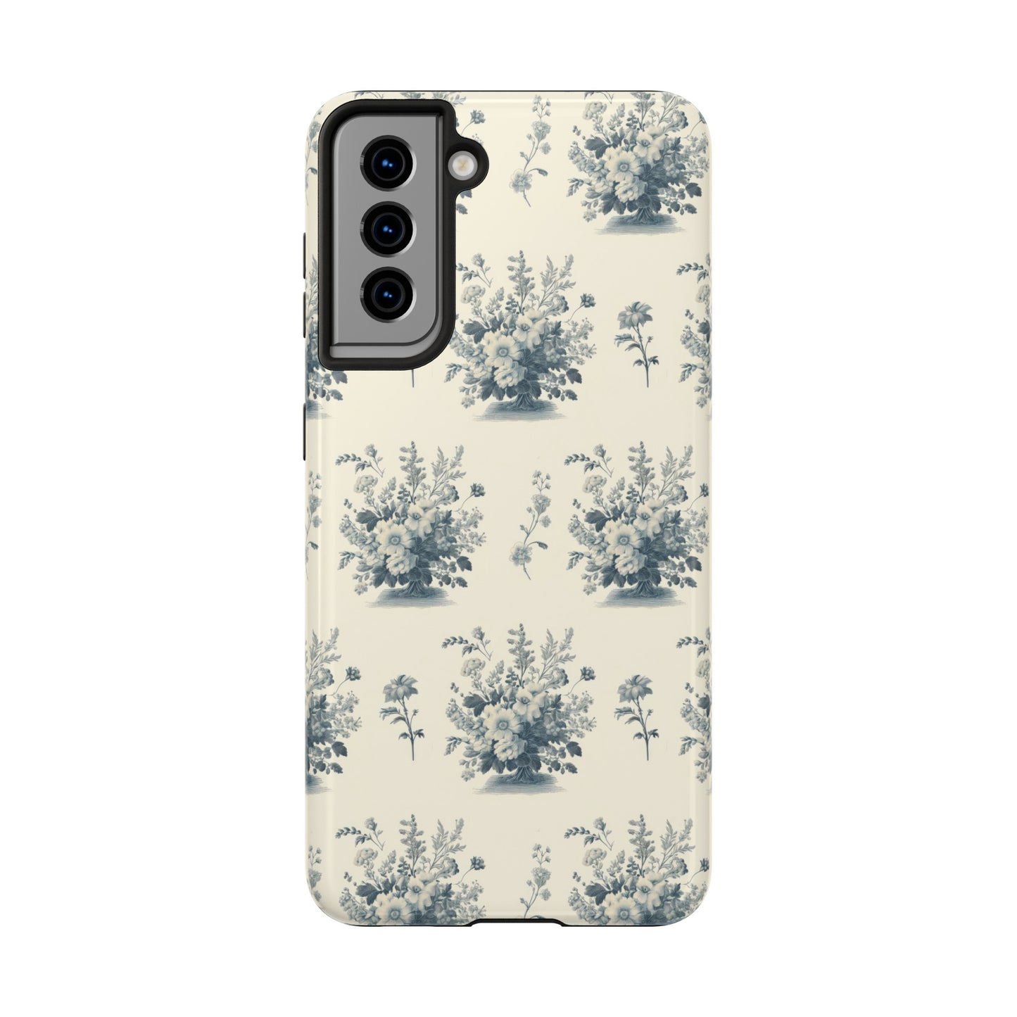 Bouquet Toile de Jouy in Light Cerulean - Samsung and iPhone Tough Phone Case