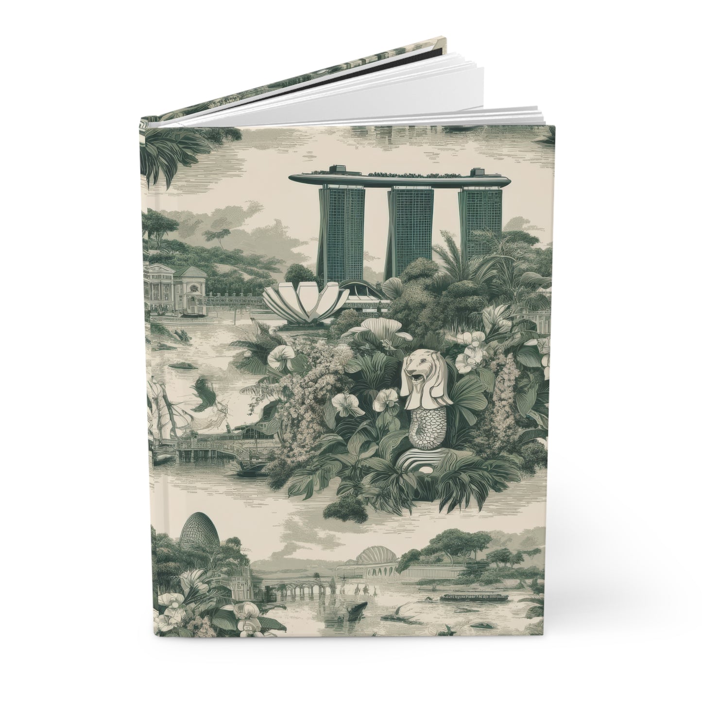 Singapore in Toile de Jouy - Hardcover Journal Notebook Matte #singapore #merlion