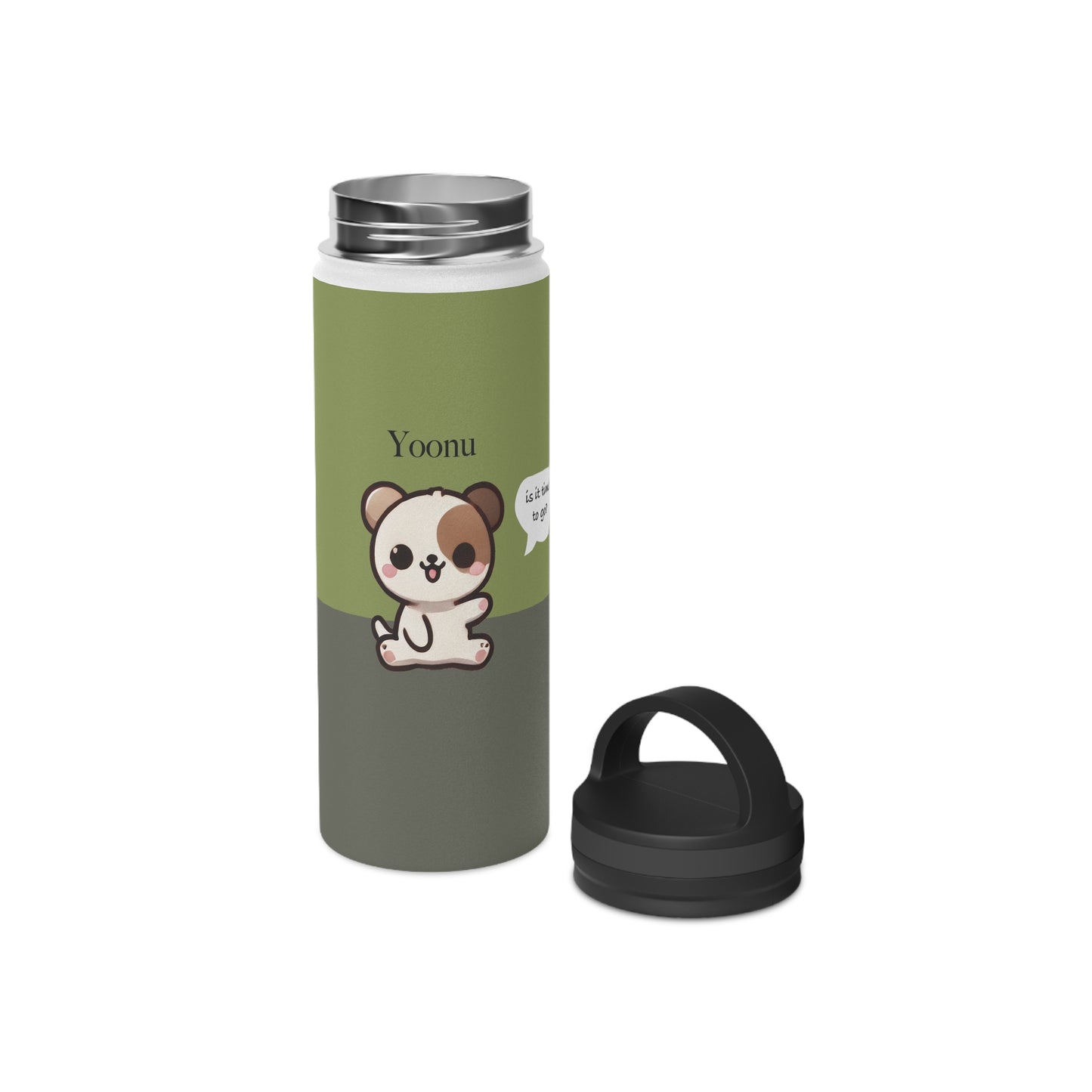 Yoonu the Puppy - Kawaii Designs - Steel Water Bottle Tumbler, Handle Lid