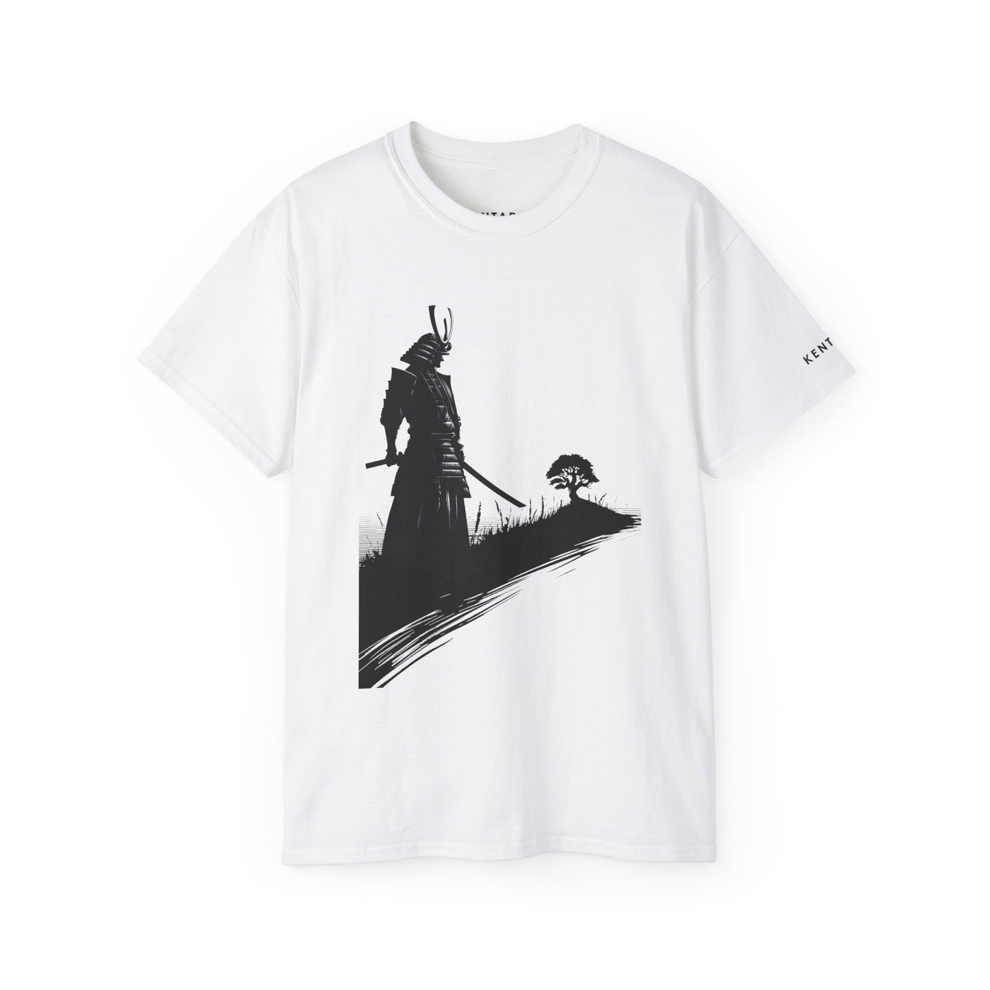 Samurai Silhouette Bonsai Contemplation Graphic Tee Shirt