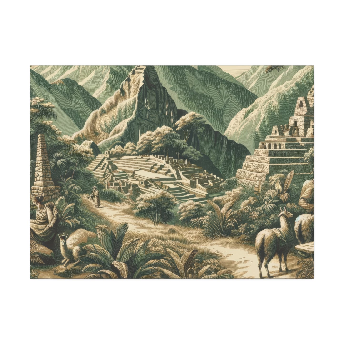 Machu Picchu Peru Art on Canvas Stretched: 12"x8", 24"x16, 40"x30" Sizes