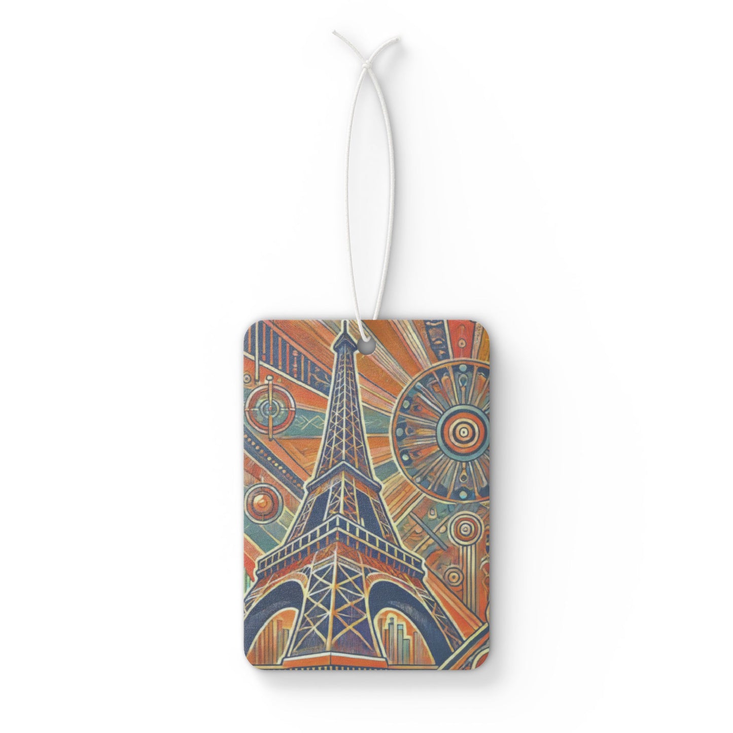 Eiffel Tower Vintage Art Car Air Freshener — Retro Paris Scented Ornament