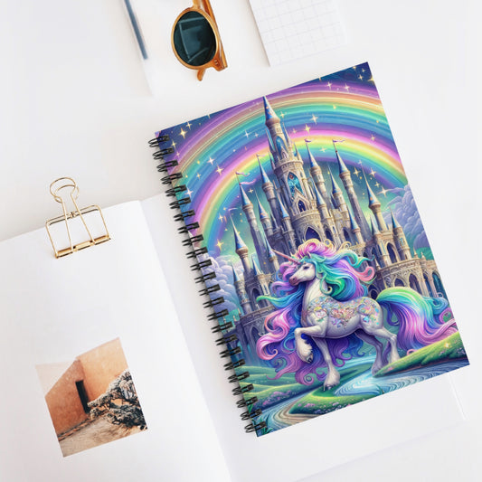 Unicorn and Rainbow Castle Spiral Notebook - Ruled Line