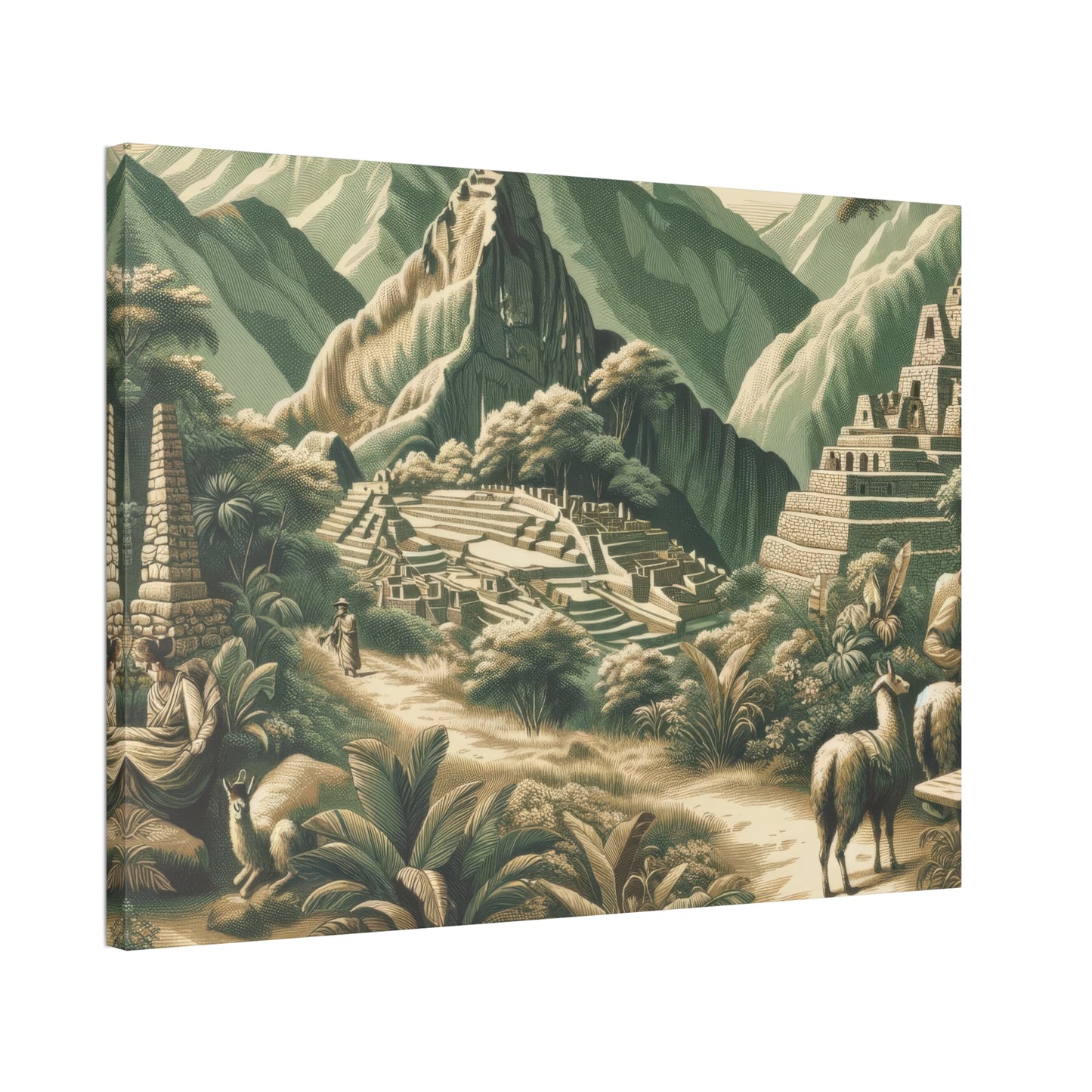 Machu Picchu Peru Art on Canvas Stretched: 12"x8", 24"x16, 40"x30" Sizes