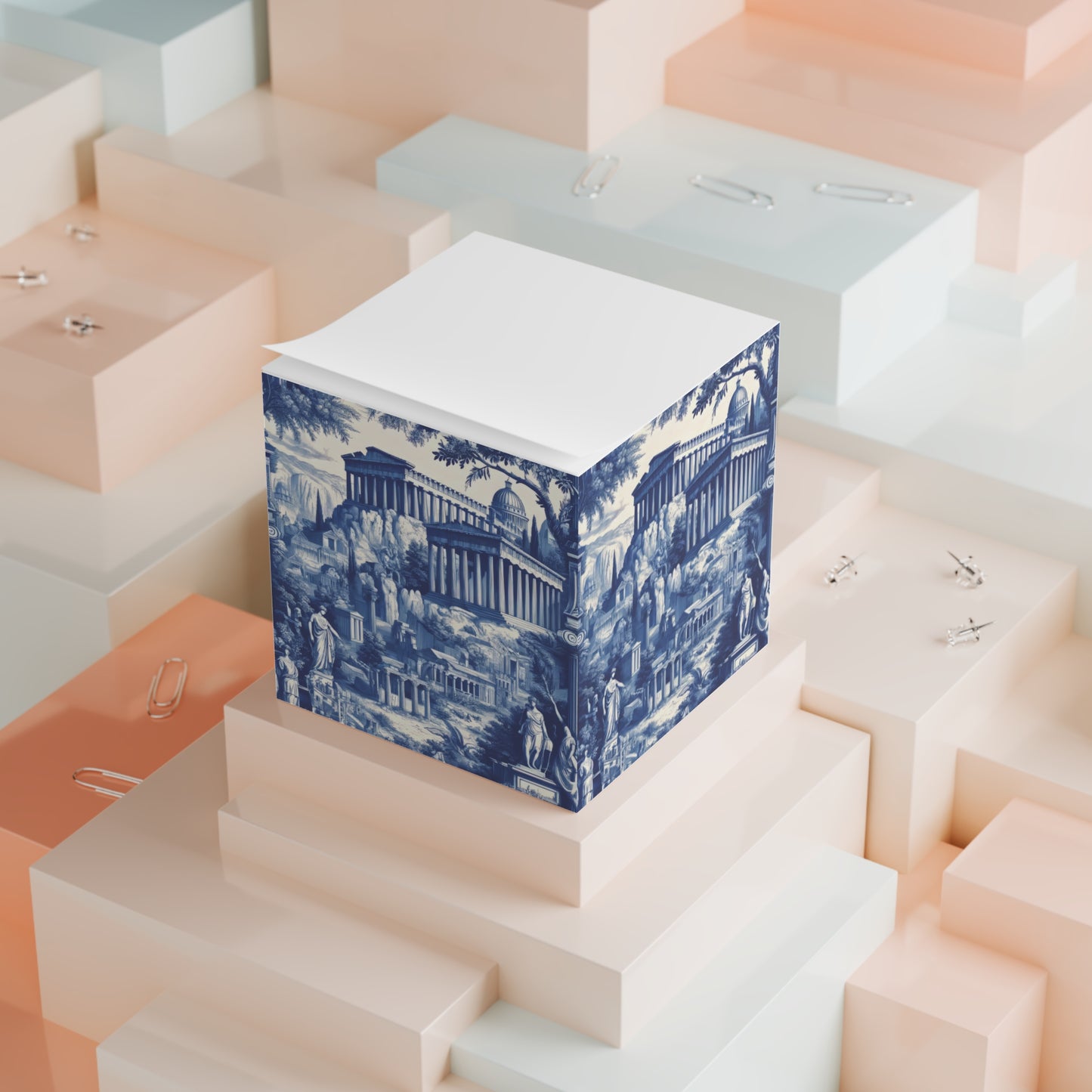 Athens Greece Toile de Jouy Sticky Note Cube