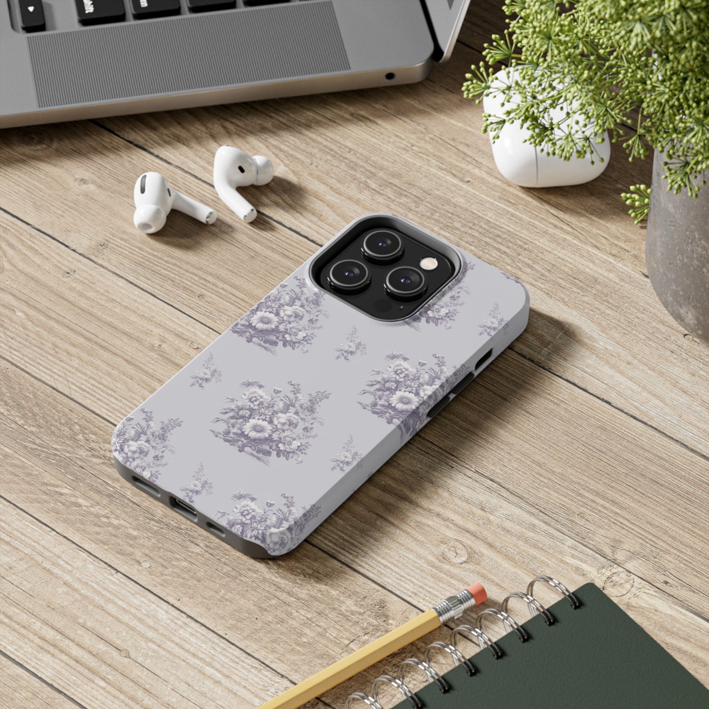 Bouquet Toile de Jouy in Lavender - Samsung and iPhone Tough Phone Case