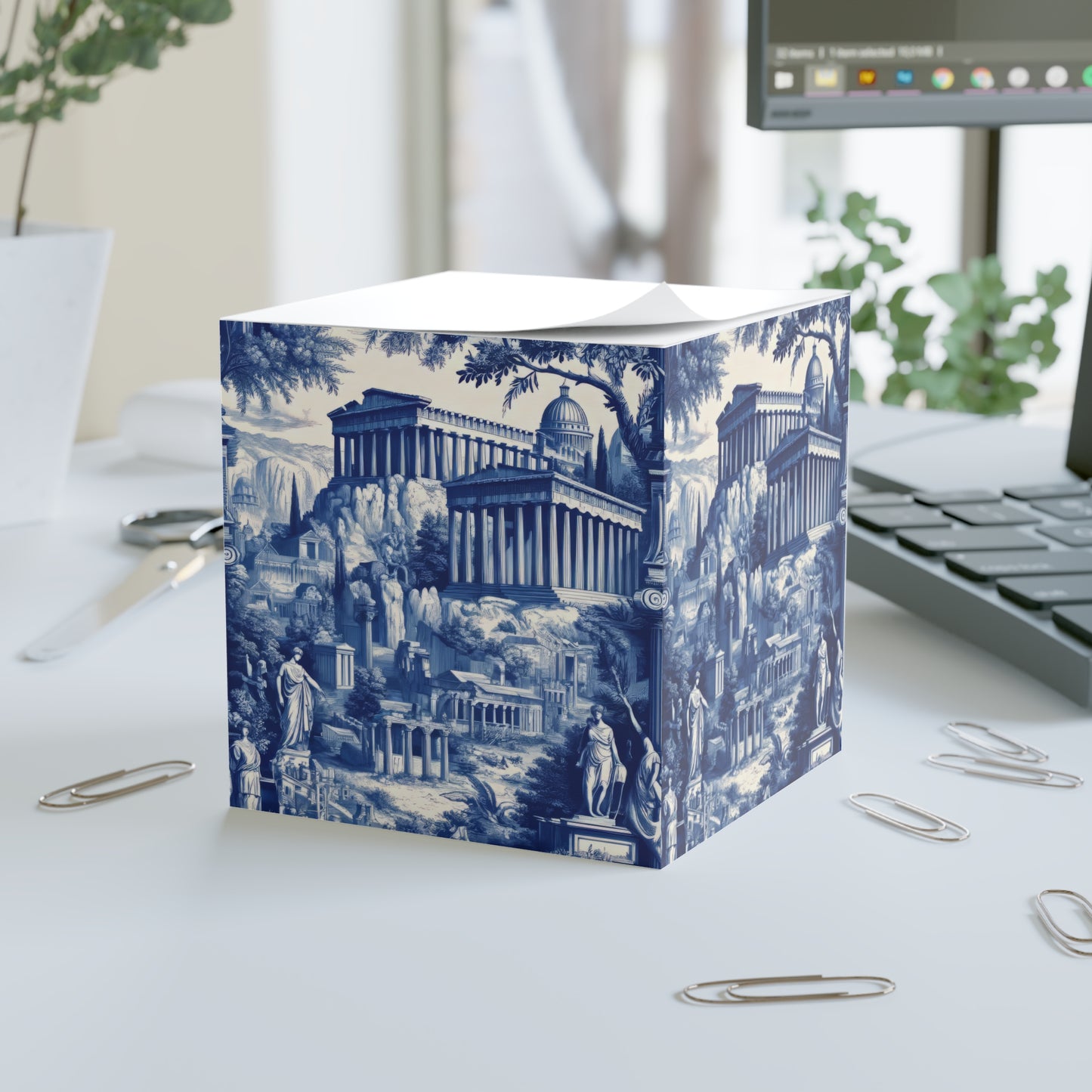 Athens Greece Toile de Jouy Sticky Note Cube