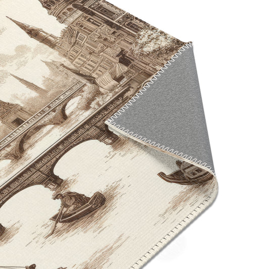 Venice, Italy - Toile de Jouy - Area Rug - Sink Mat - Welcome Mat - 24x36 inches