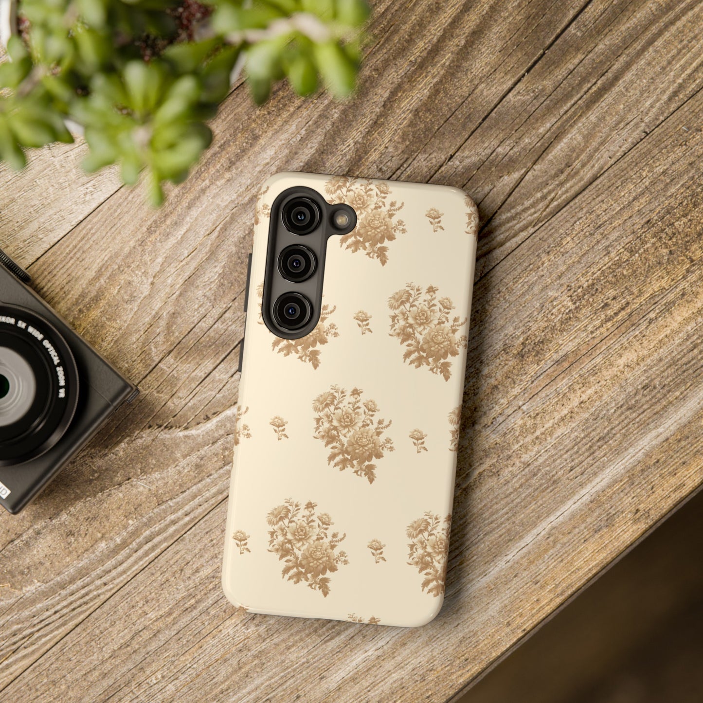 Bouquet Toile de Jouy in Light Brown - Samsung and iPhone Tough Phone Case