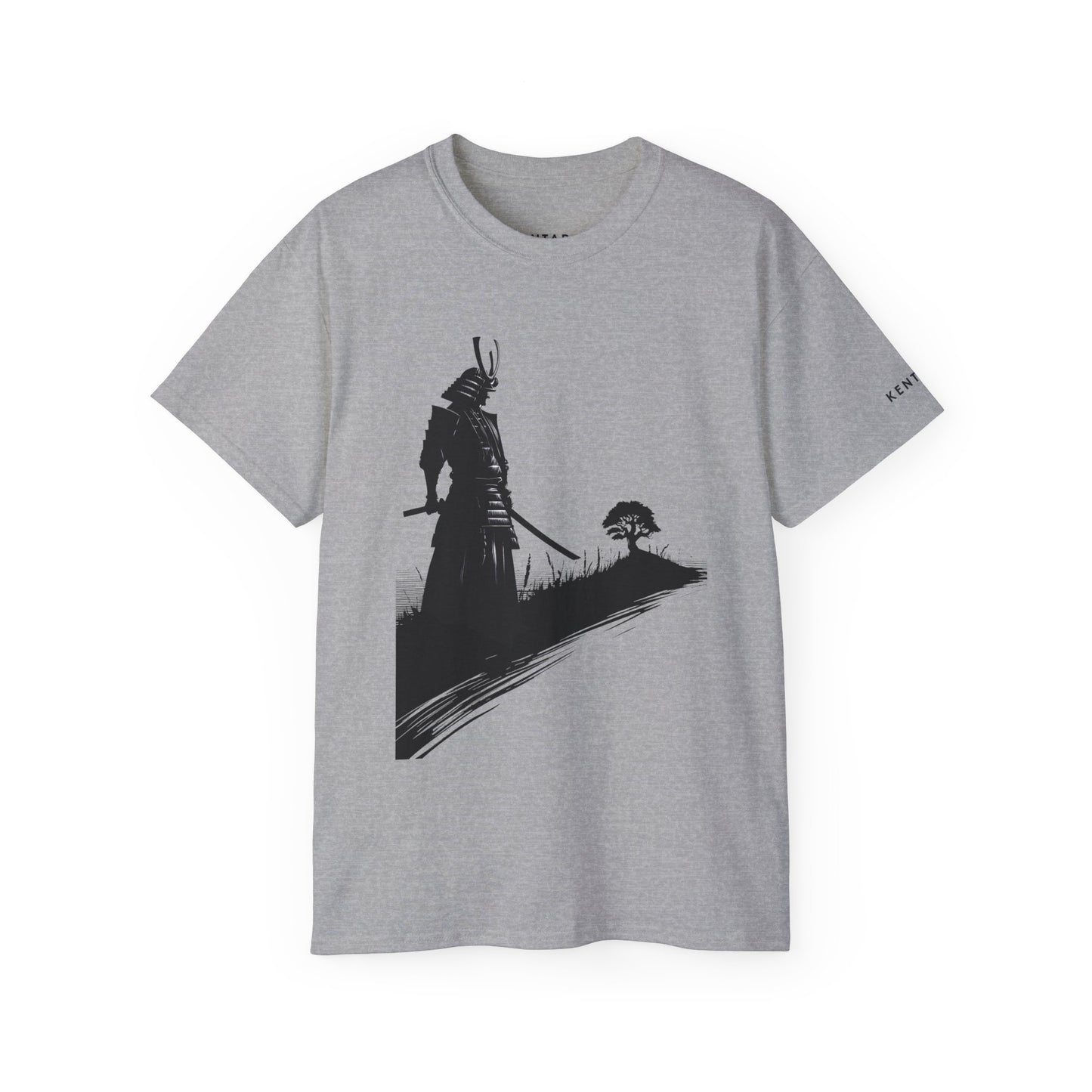 Samurai Silhouette Bonsai Contemplation Graphic Tee Shirt