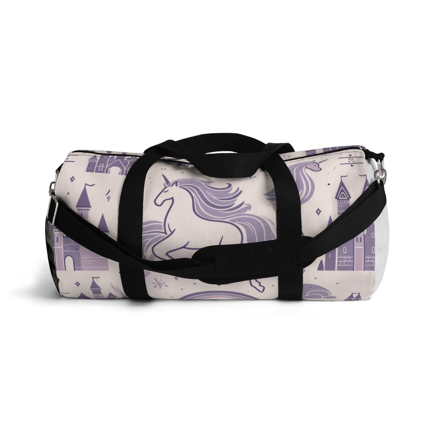 Unicorns and Rainbows in Lavender Duffel Workout Bag