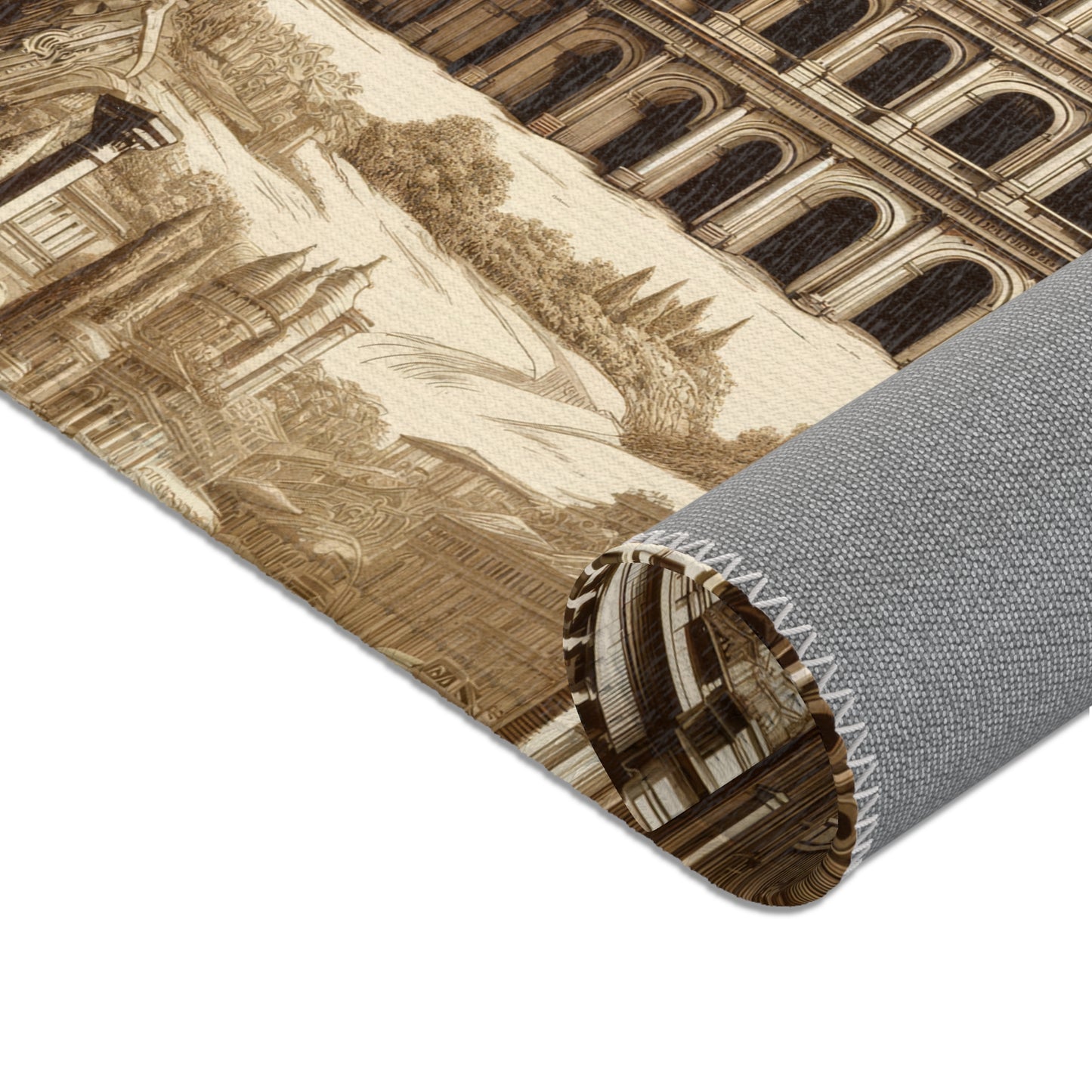 Colosseum Rome Italy - Toile de Jouy - Area Rug - Sink Mat - Welcome Mat - 24x36 inches