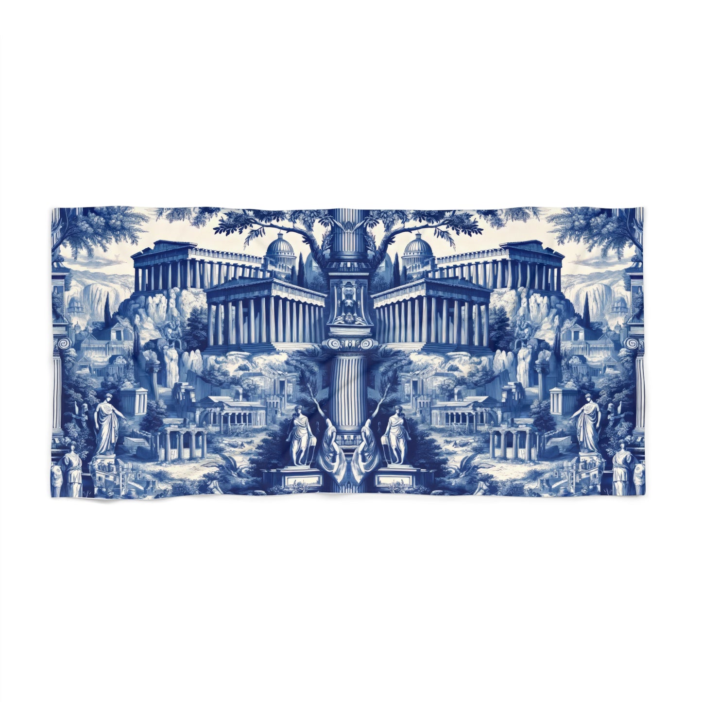 Athens Greece in Toile de Jouy Beach Towel