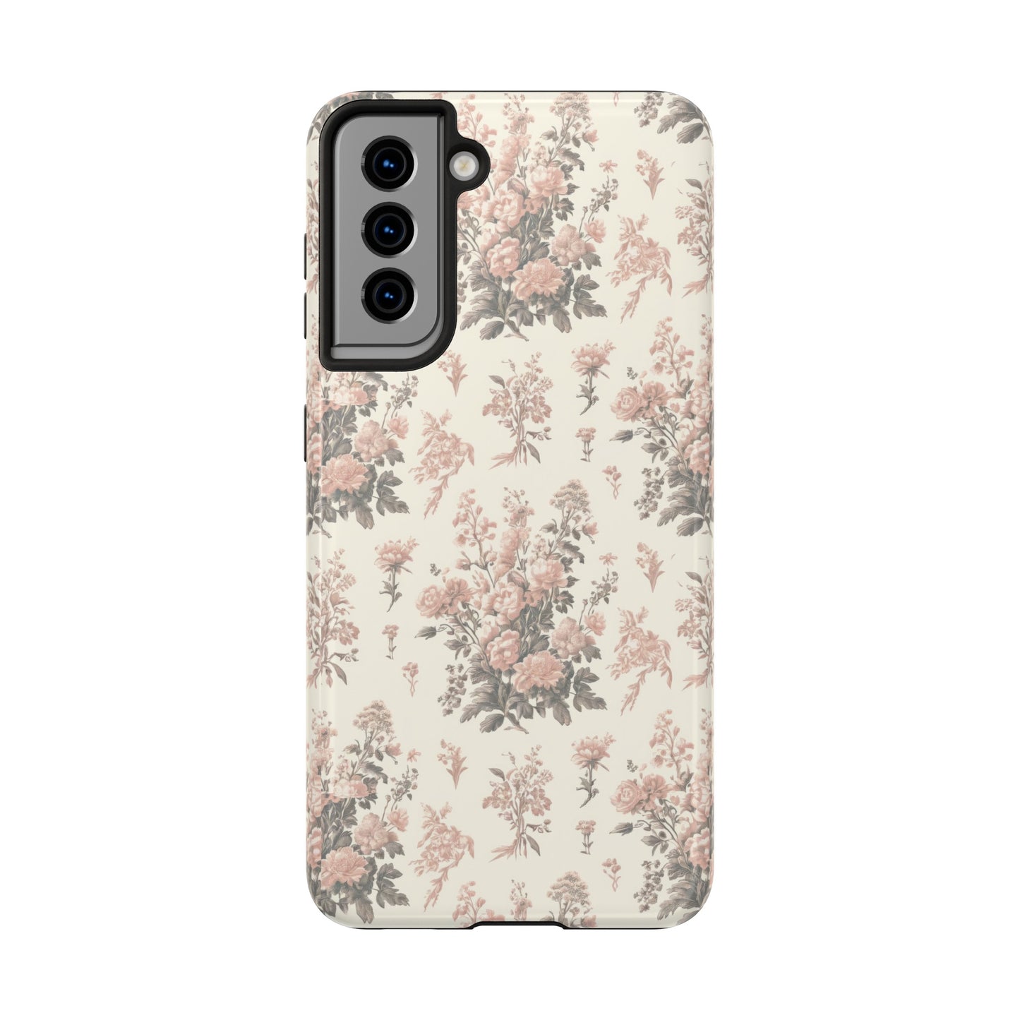 Bouquet Toile de Jouy in Pink and Grey - Samsung and iPhone Tough Phone Case