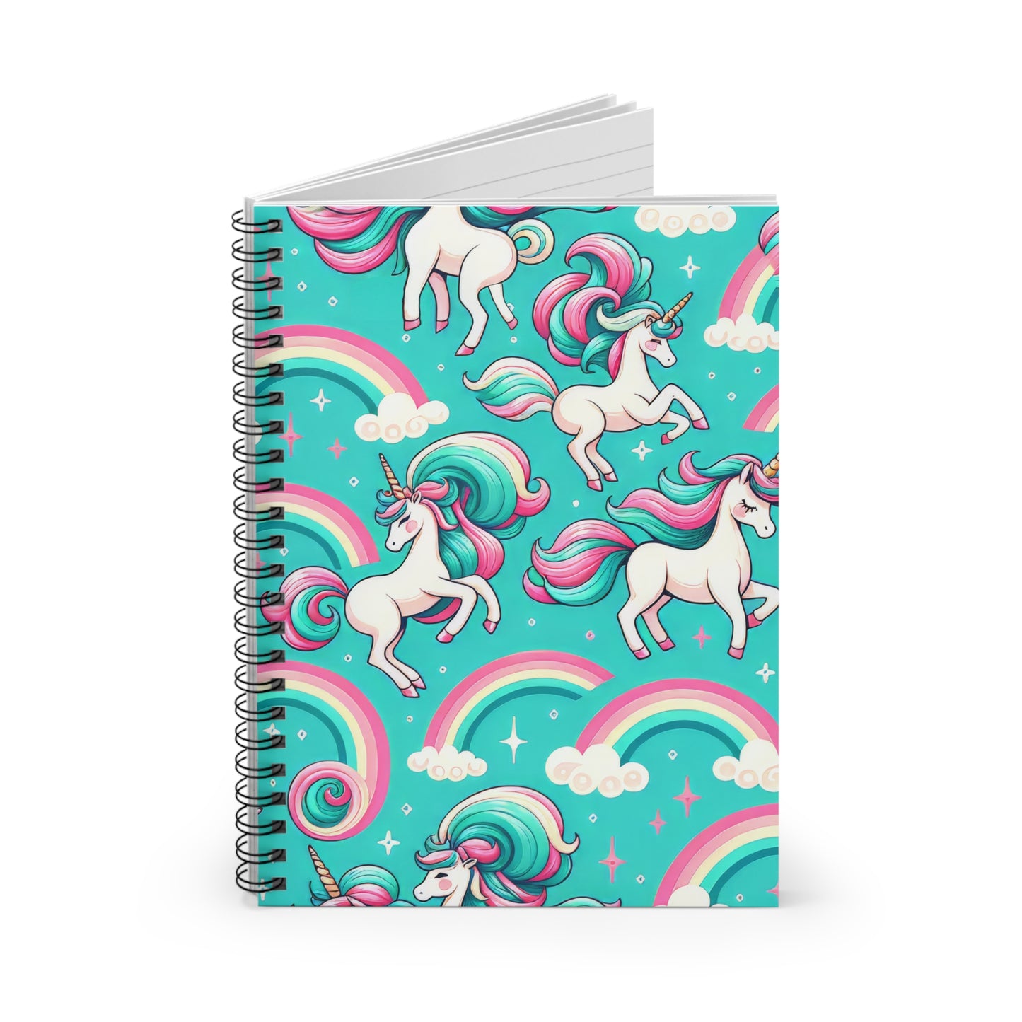 Unicorns and Rainbows Cute - Spiral Notebook - Ruled Line