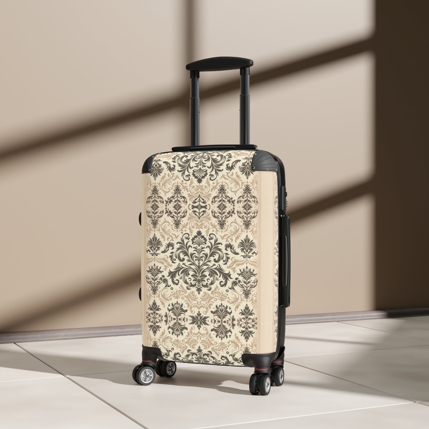 Damask in Light Brown Two Tone - Suitcase - Small Carry On Luggage