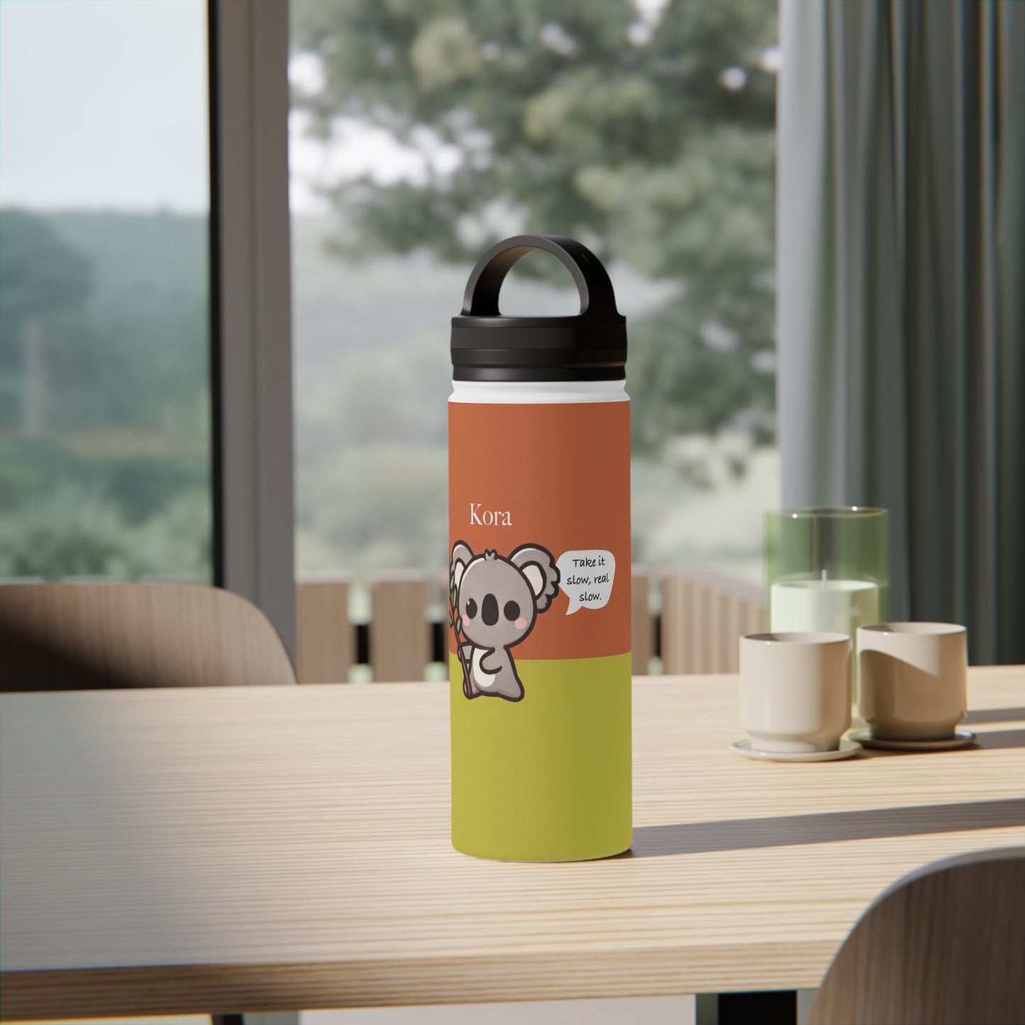 Kora the Koala - Kawaii Designs - Steel Water Bottle Tumbler, Handle Lid