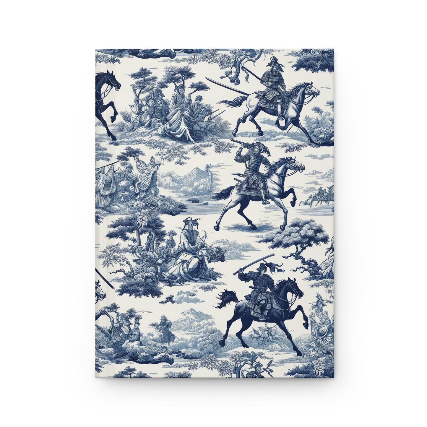 Japanese Feudal Warriors in Toile de Jouy - Hardcover Journal Notebook Matte