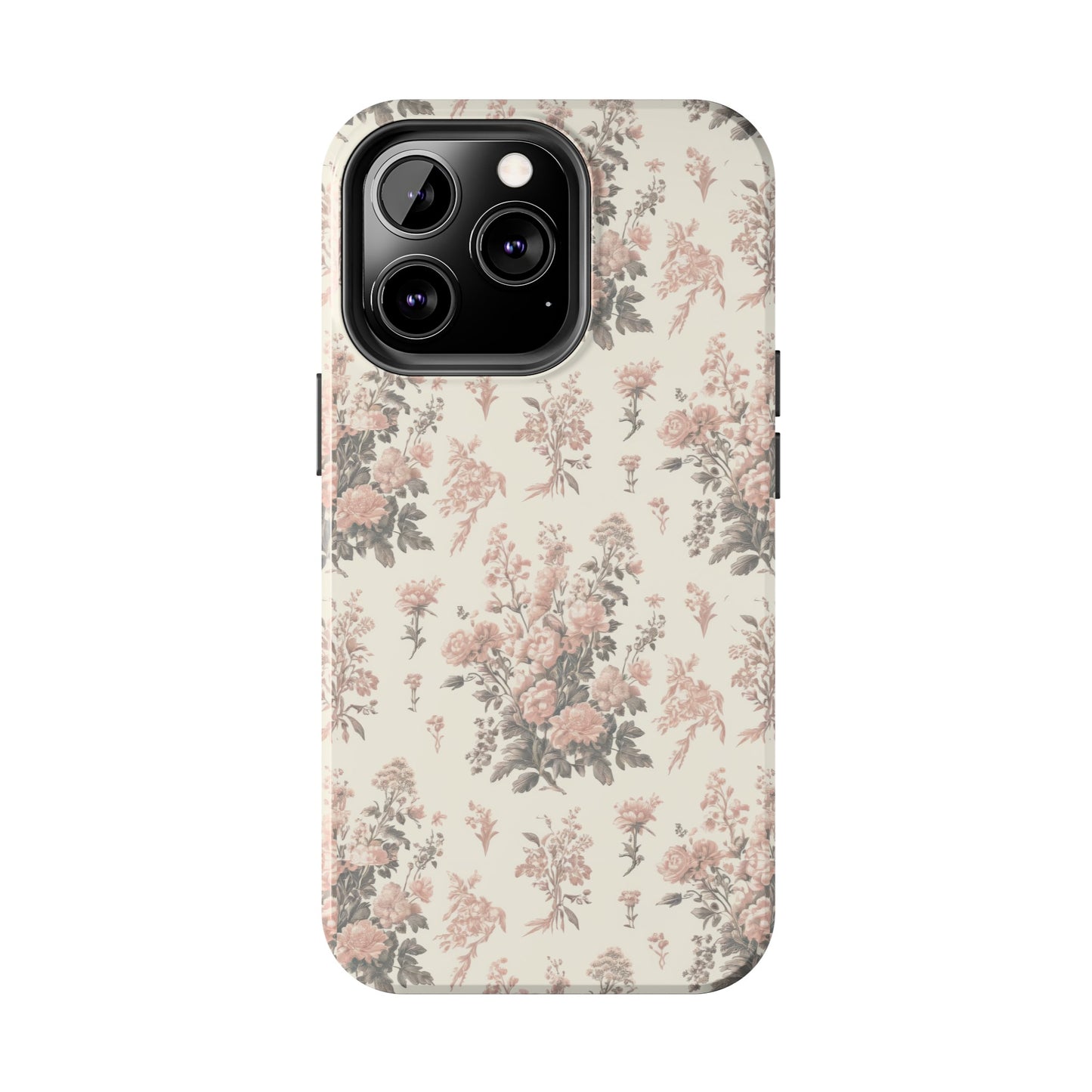 Bouquet Toile de Jouy in Pink and Grey - Samsung and iPhone Tough Phone Case