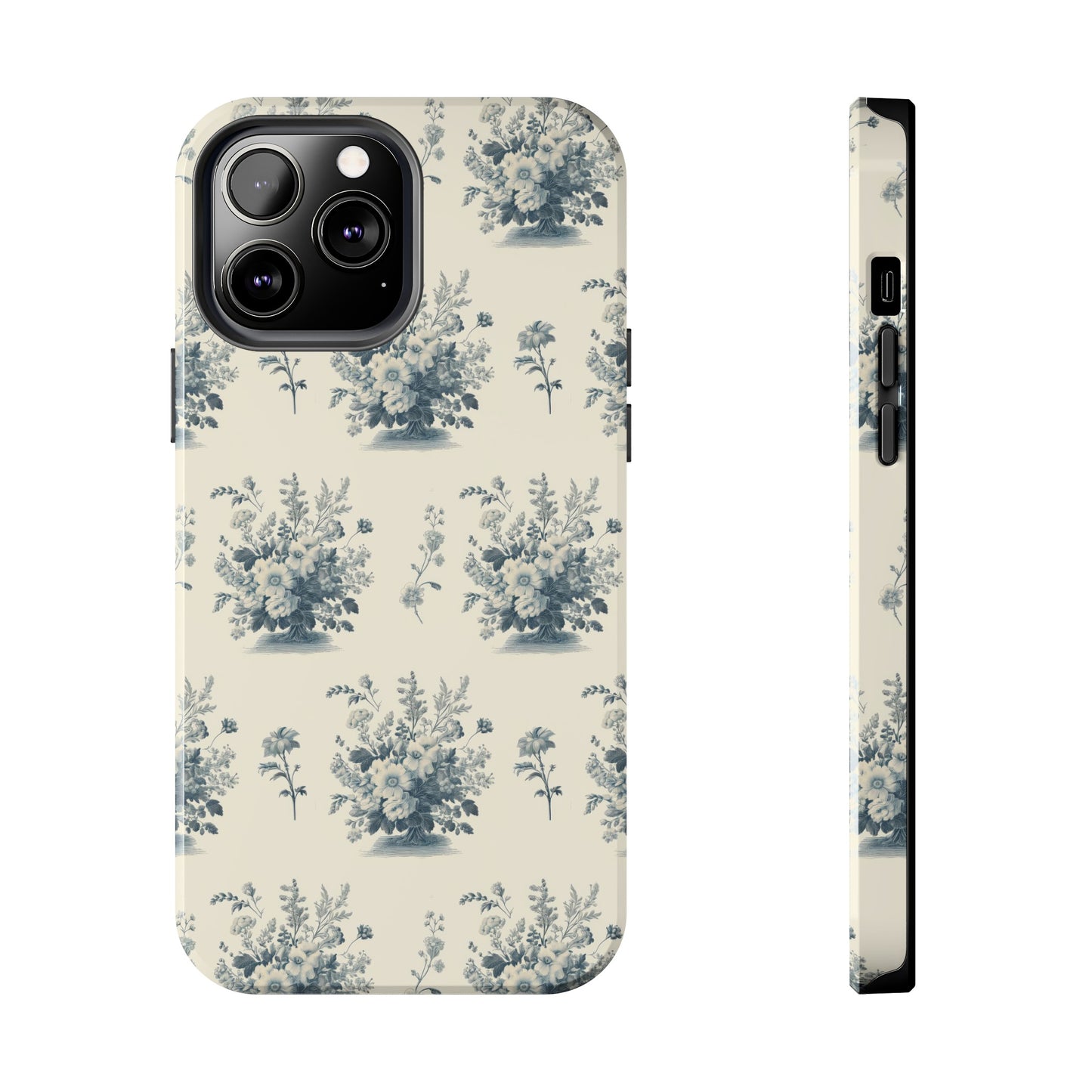 Bouquet Toile de Jouy in Light Cerulean - Samsung and iPhone Tough Phone Case